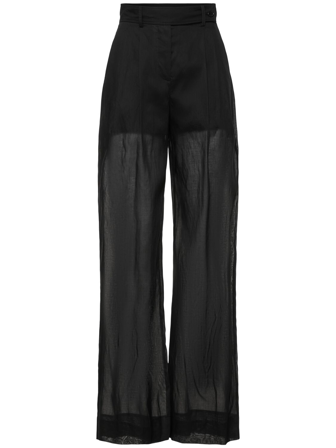 Alberta Ferretti Sheer Cotton Organza Wide Pants In 黑色