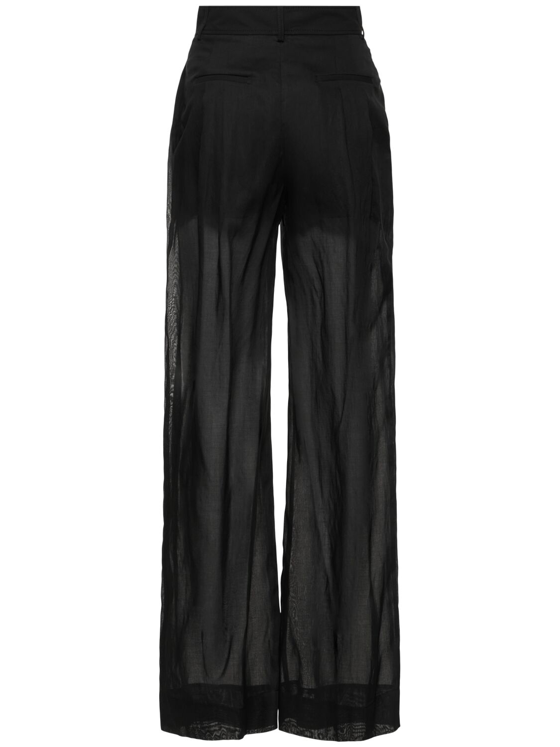 Alberta Ferretti Sheer Cotton Organza Wide Pants In 黑色