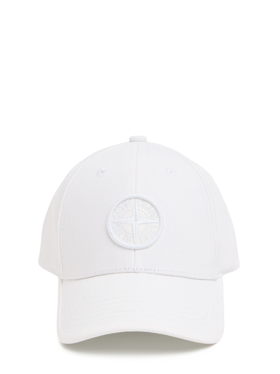Stone Island Cotton Canvas Baseball Hat W/logo In White