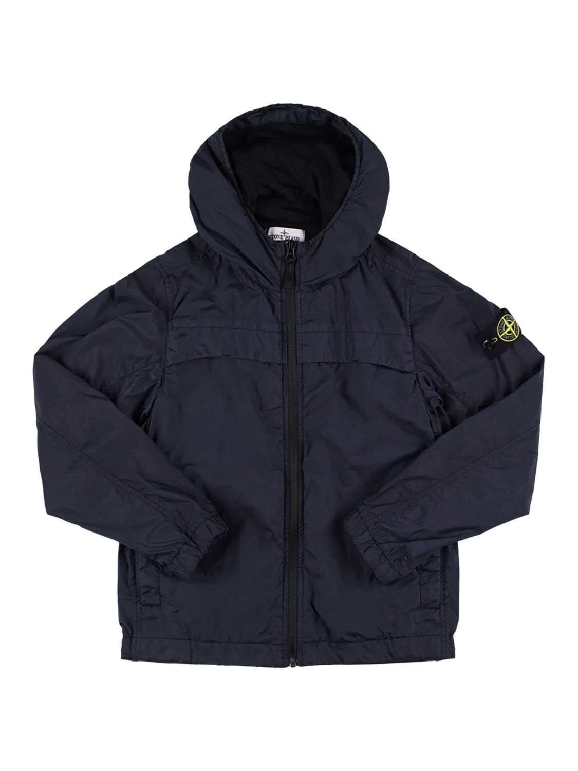 Stone Island Hooded Nylon Windbreaker In Blue
