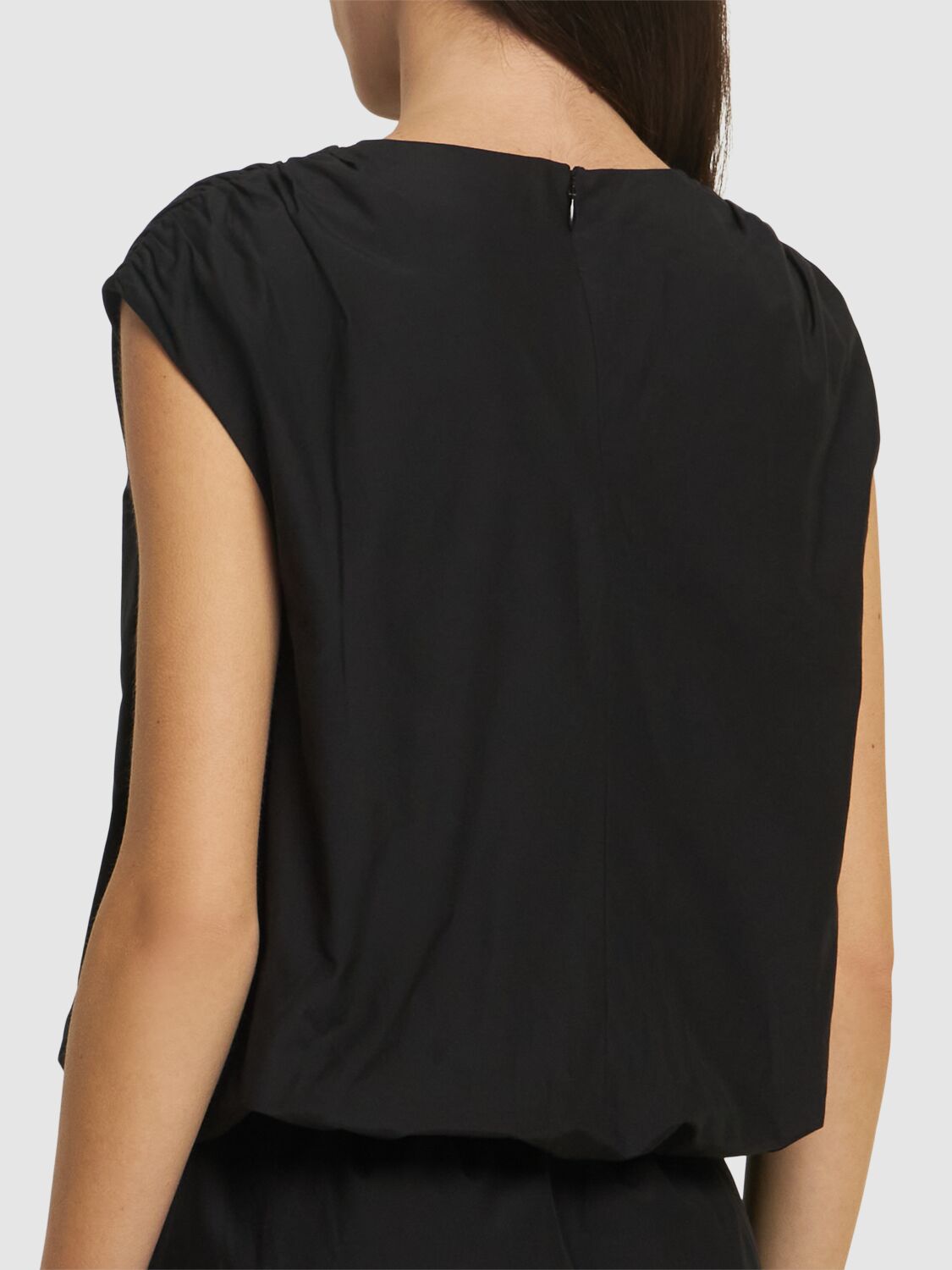 Loulou De Saison Cosma Gathered Sleeveless Top In Black