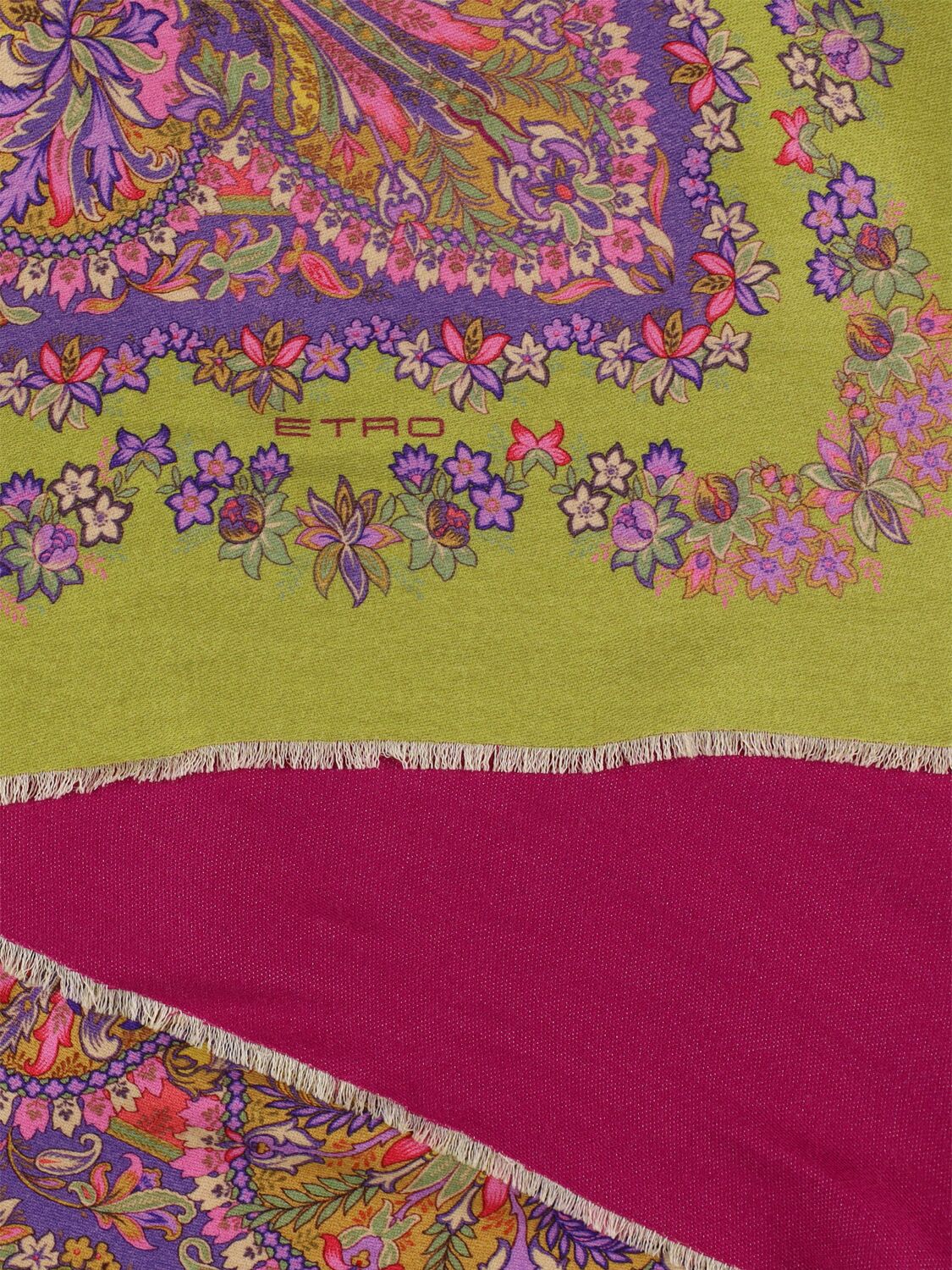 Etro Iris Wool Throw In Fuchsia