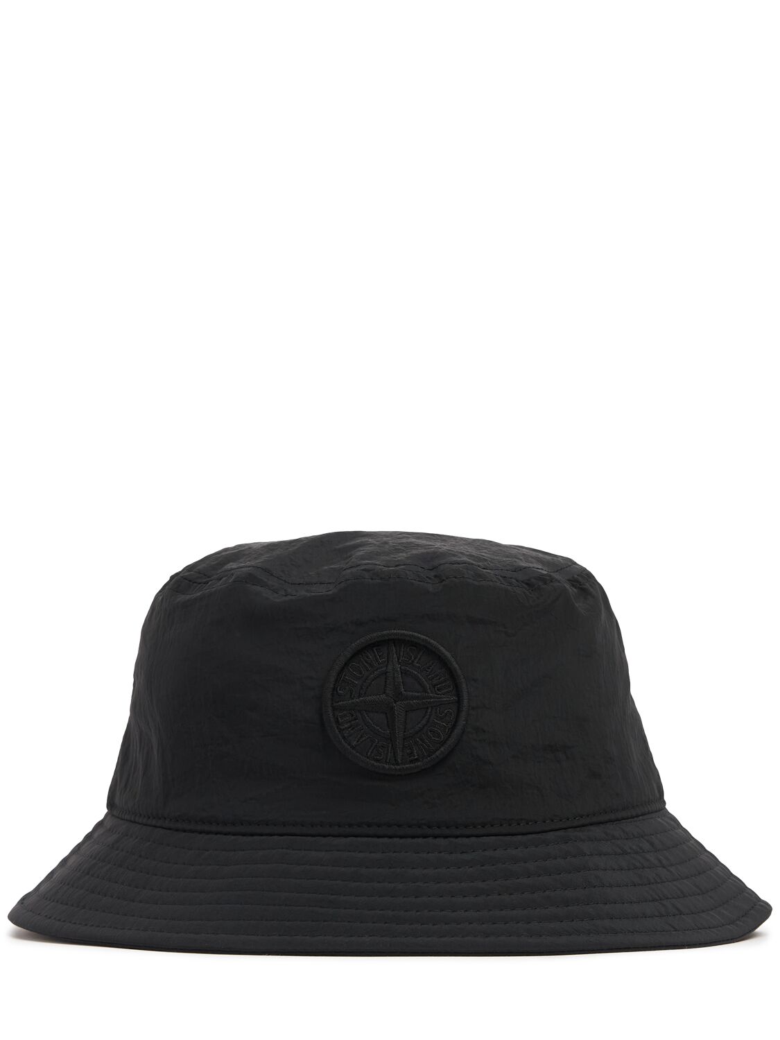 Stone Island Junior Nylon Bucket Hat W/logo In Black