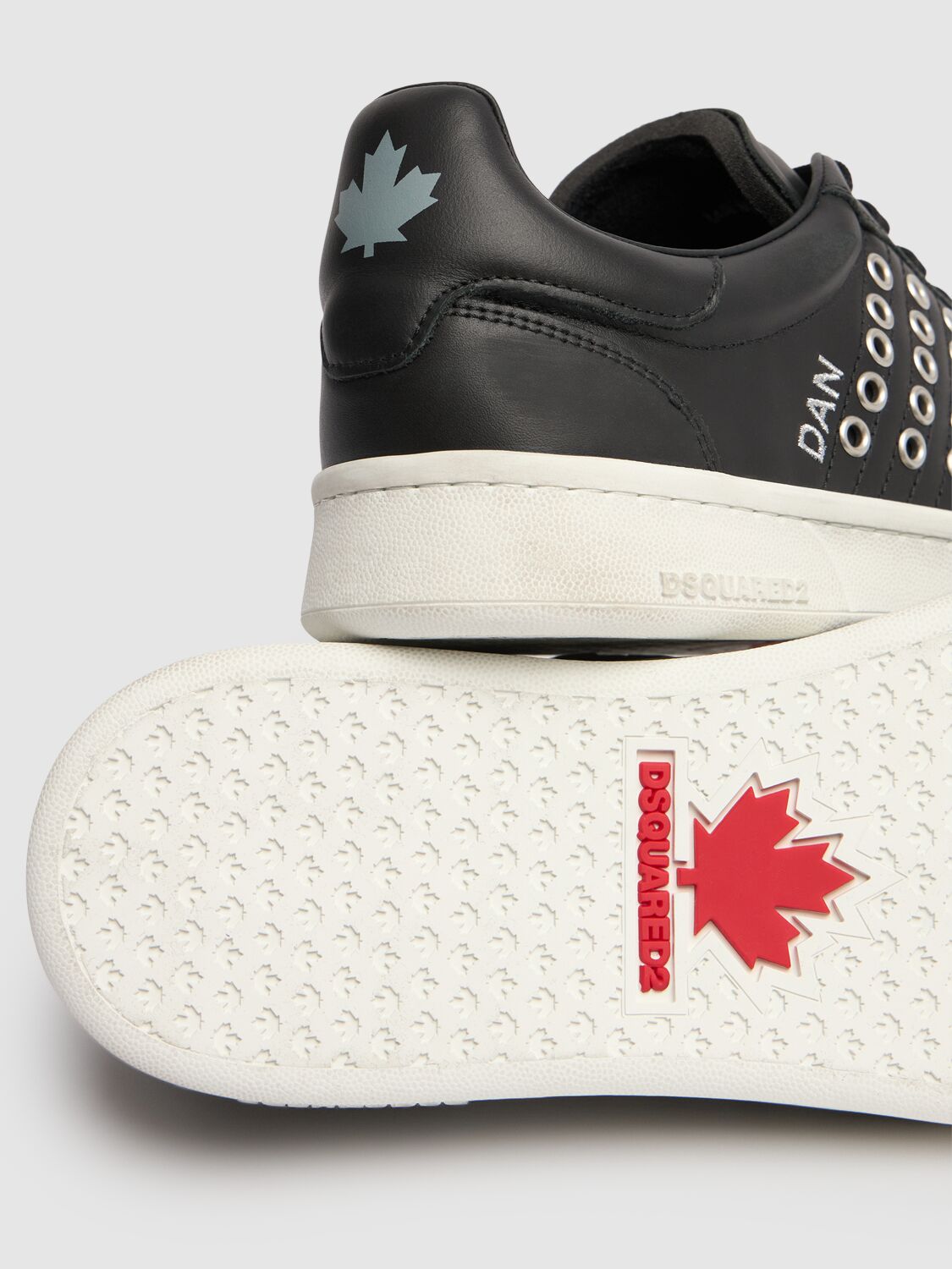 Shop Dsquared2 Low Leather Sneakers In Black