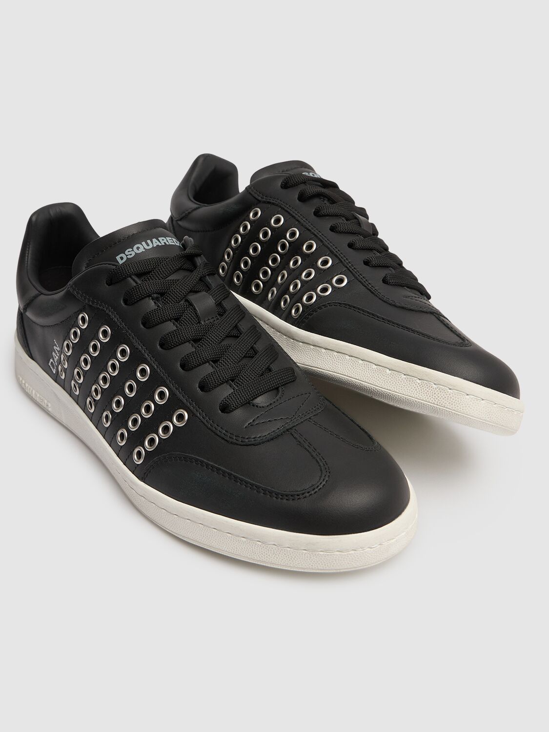 Shop Dsquared2 Low Leather Sneakers In Black
