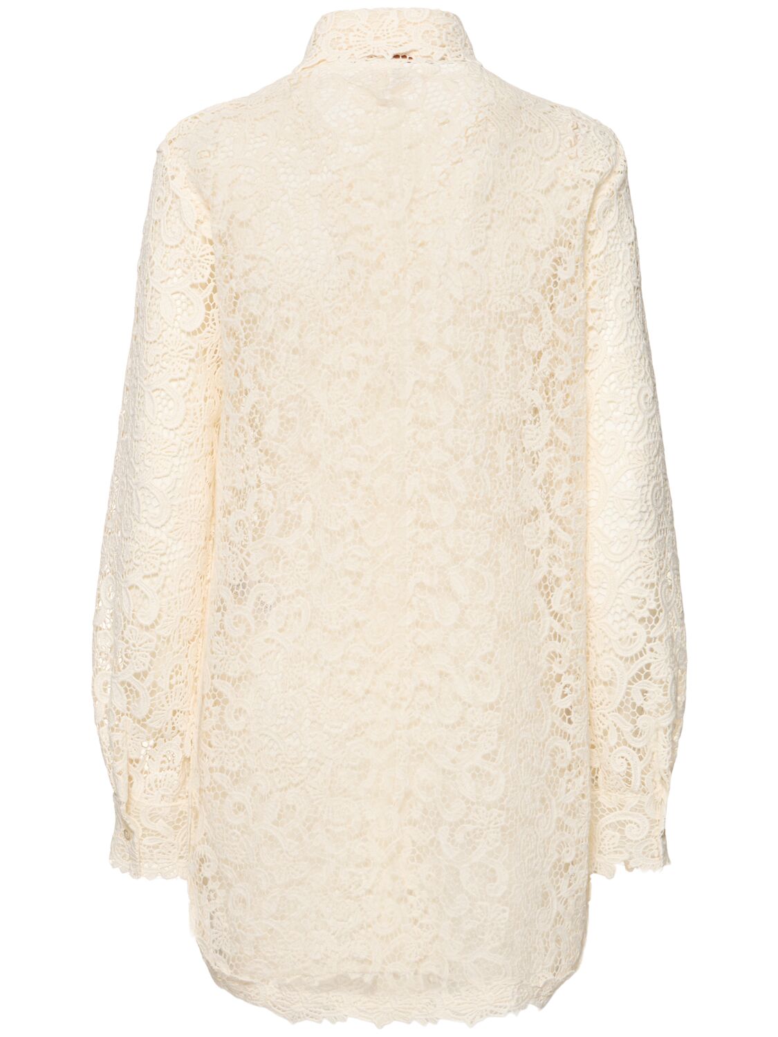 Ermanno Scervino Cotton Blend Lace Long Sleeve Shirt In White