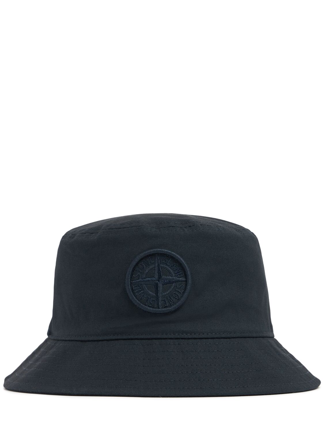 Stone Island Junior Cotton Canvas Baseball Hat W/logo In Blue