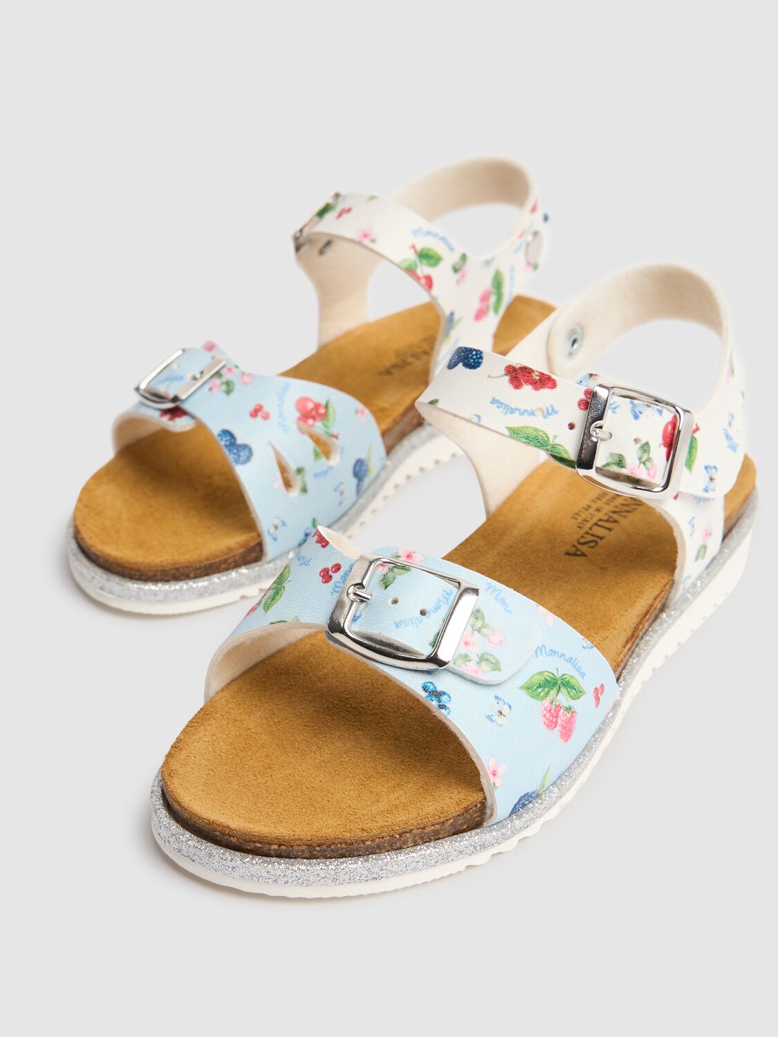 MONNALISA PRINTED PLATFORM SANDALS 