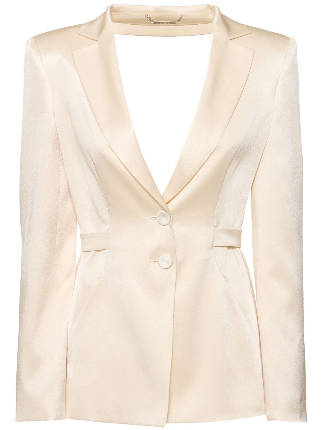 Alberta Ferretti Tailored Satin Single Breast Jacket In Ivory