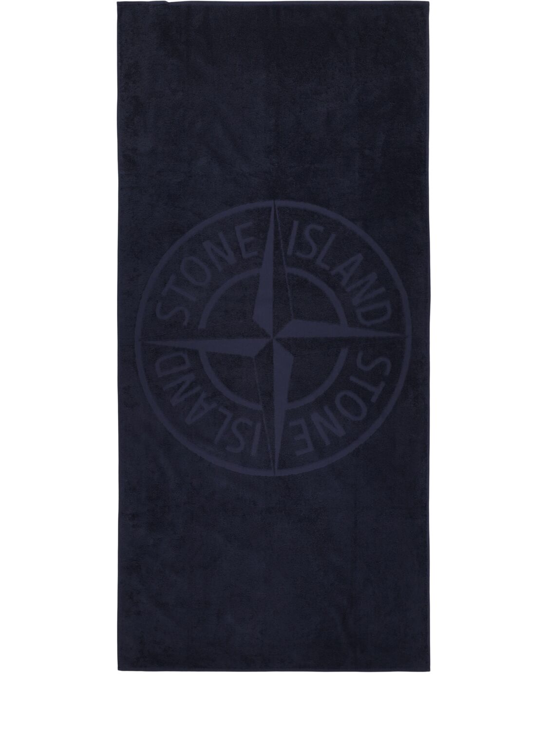 Stone Island Junior Cotton Terry Beach Towel W/logo In 蓝色