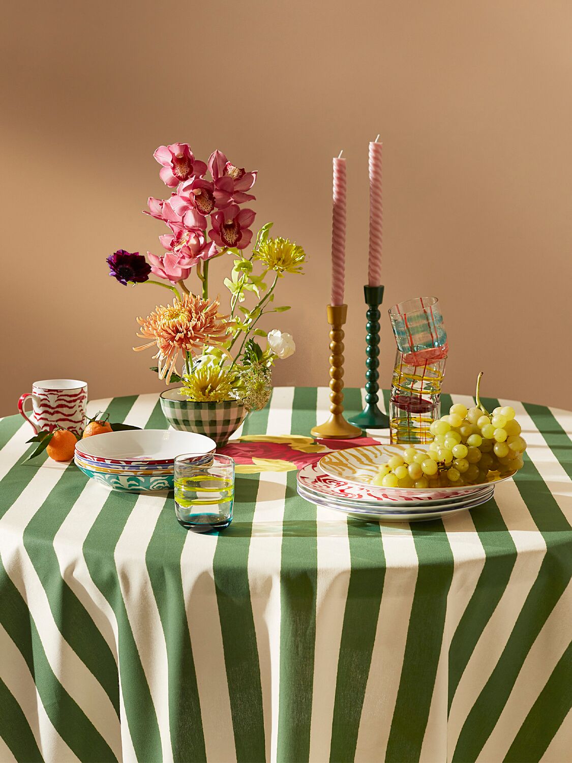 Lisa Corti Nizam Stripes Green Square Tablecloth