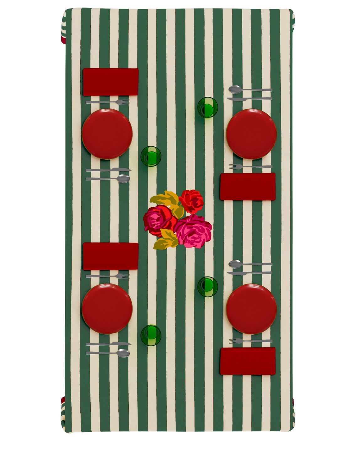 Lisa Corti Nizam Stripes Green Square Tablecloth