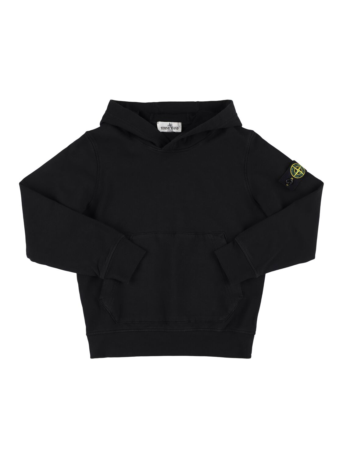 Stone Island Junior Babies' Cotton Jersey Hoodie In Black