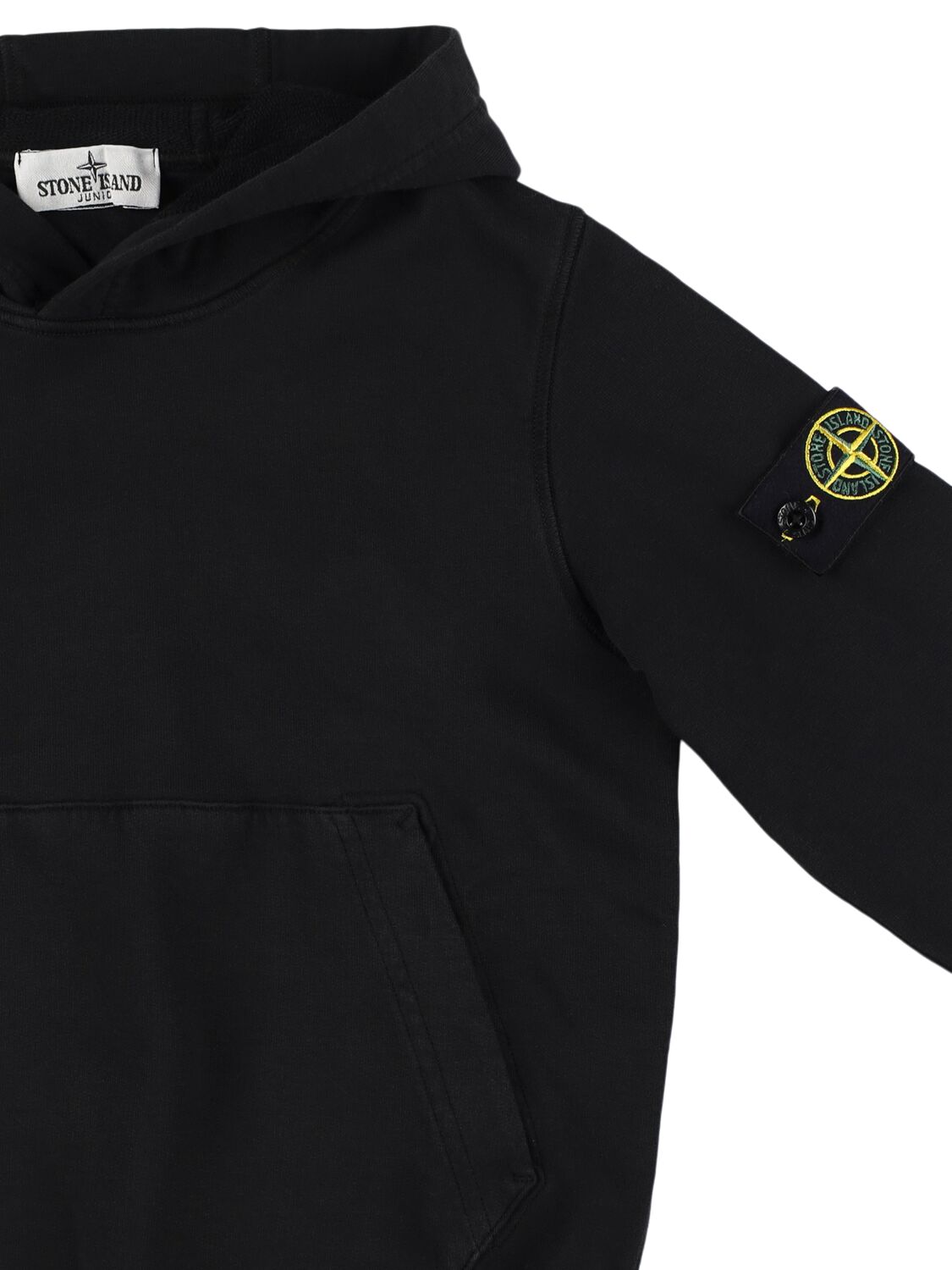 Shop Stone Island Junior Cotton Jersey Hoodie In Black