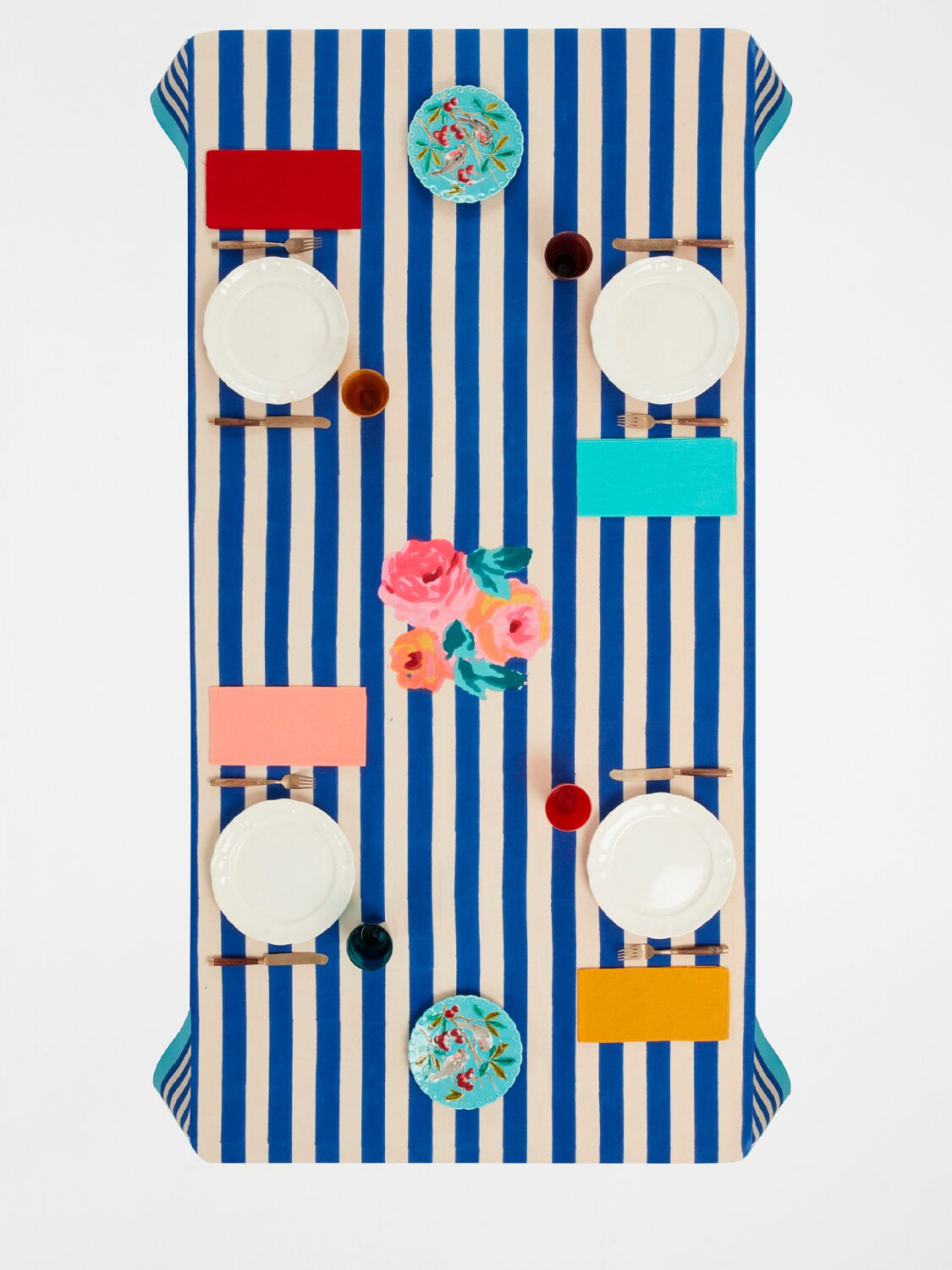 Lisa Corti Nizam Stripes Blu Rectangular Tablecloth