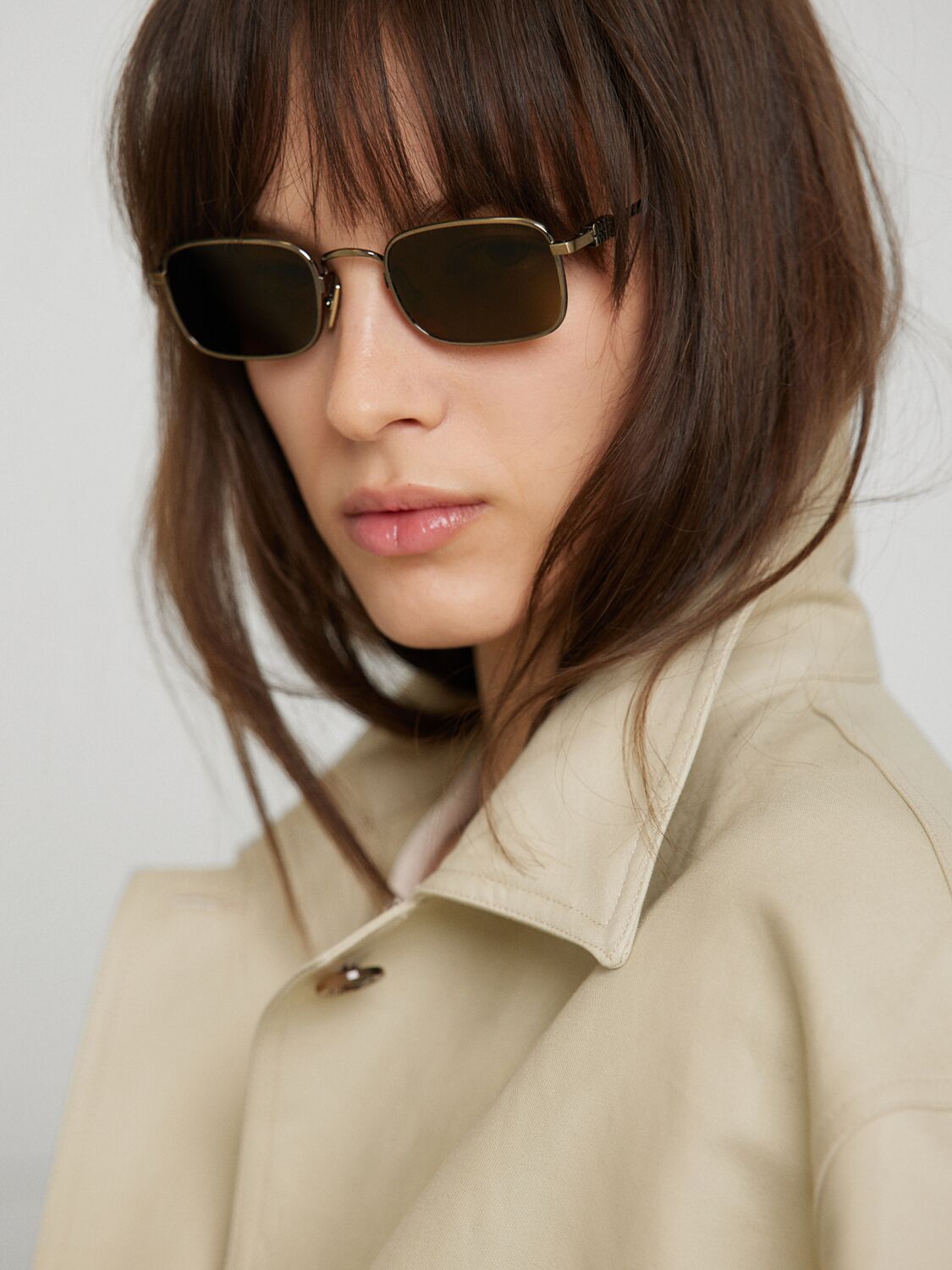 Miu Miu Squared Metal Sunglasses In Gold/brown