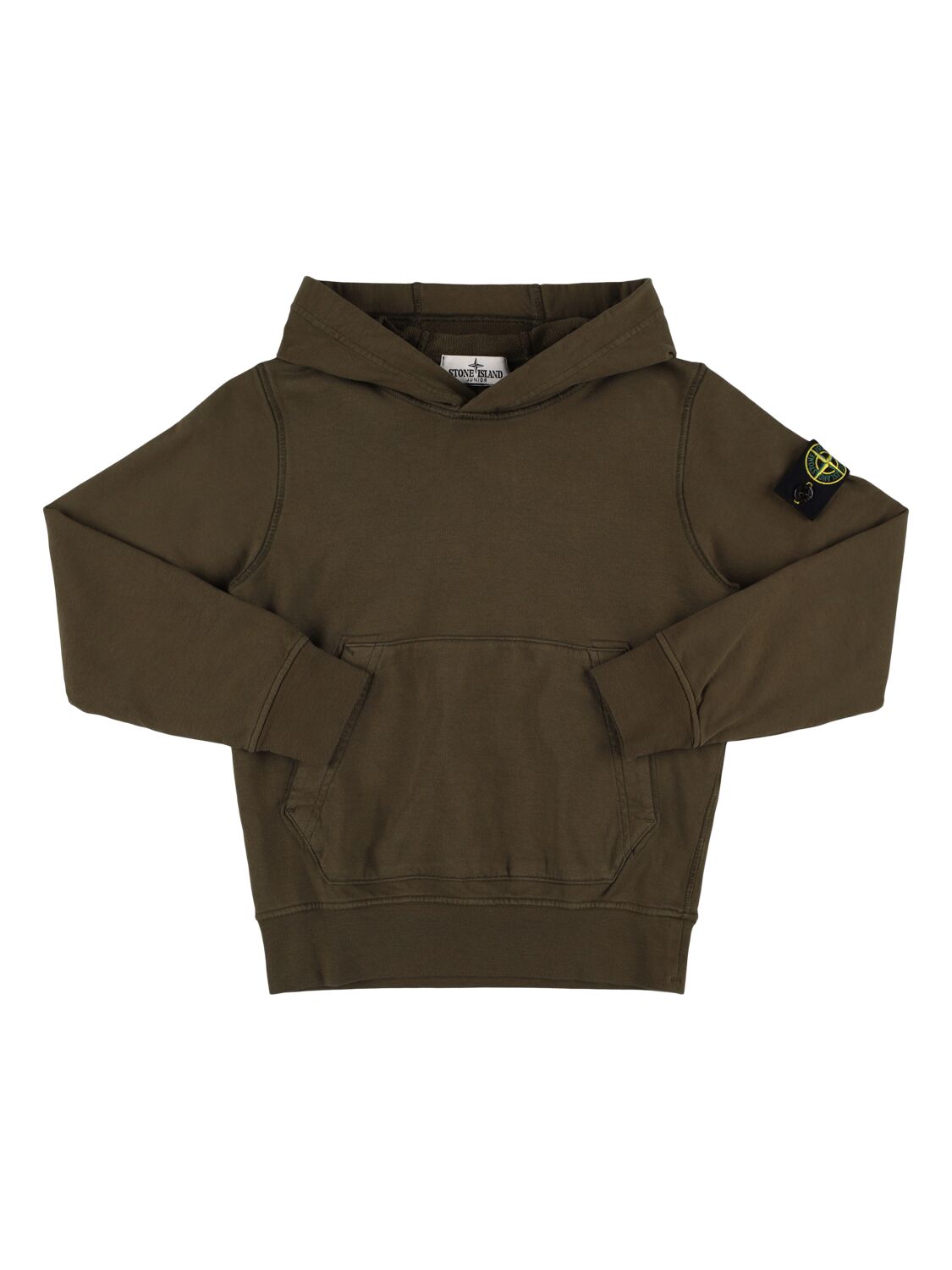 Stone Island Junior Cotton Jersey Hoodie In Military Green