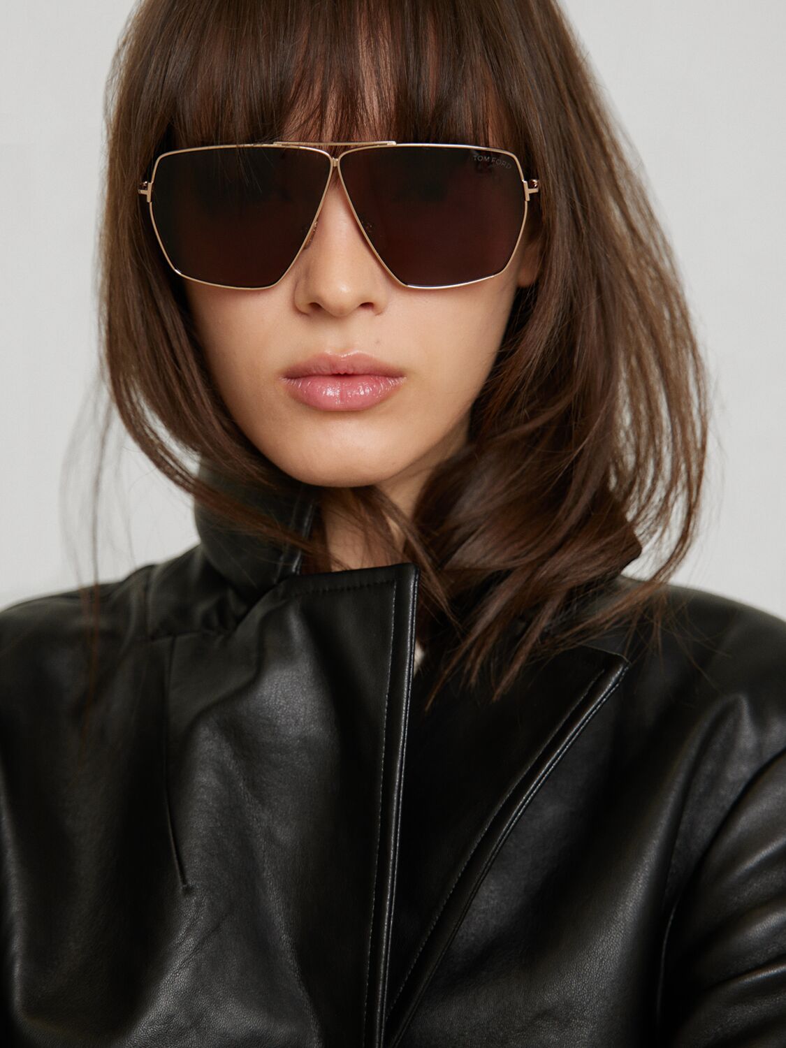Tom Ford Stella Squared Sunglasses In Shiny Rose Gold