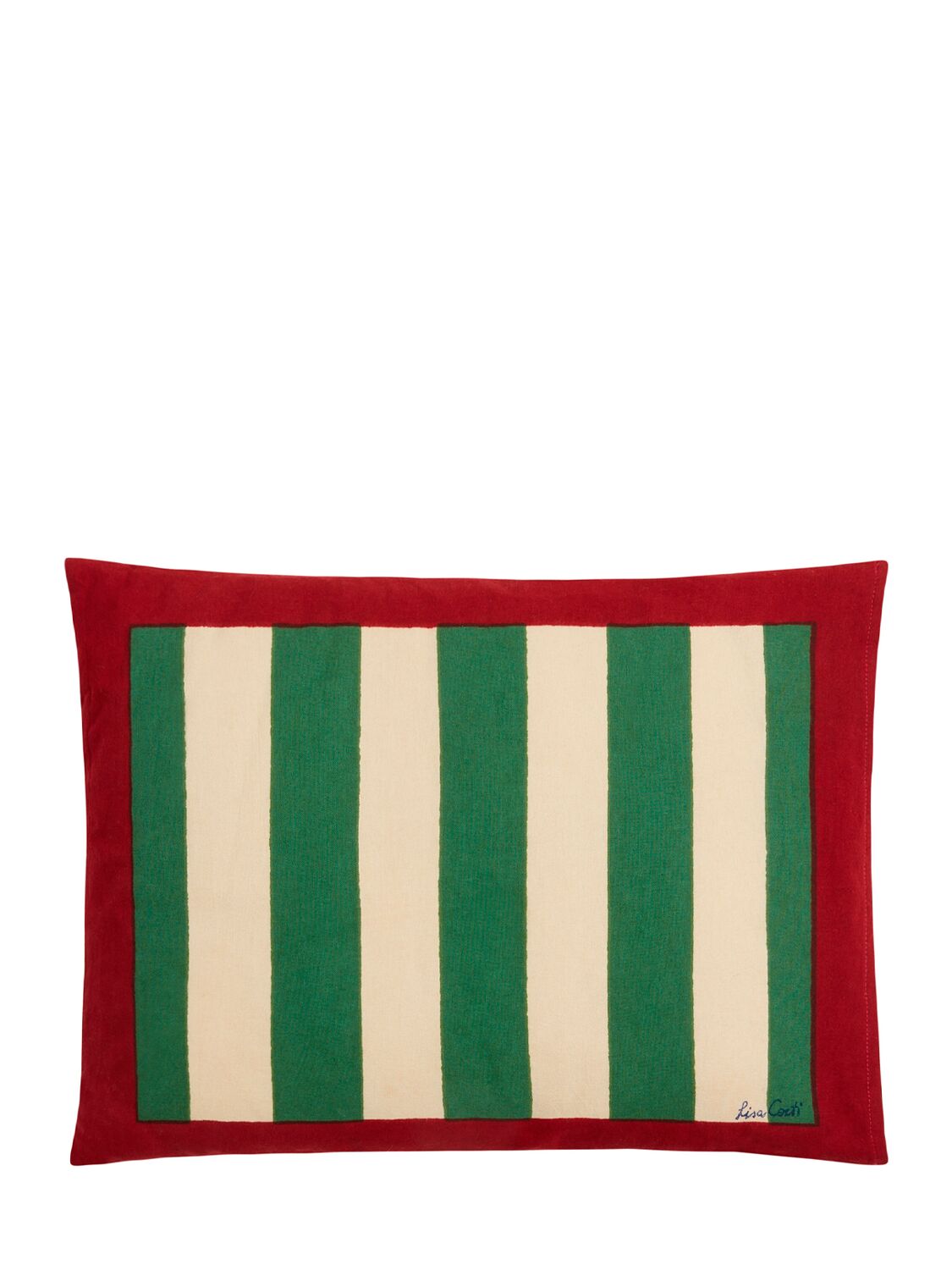 Lisa Corti Nizam Stripes Green Baby Cushion In Multi