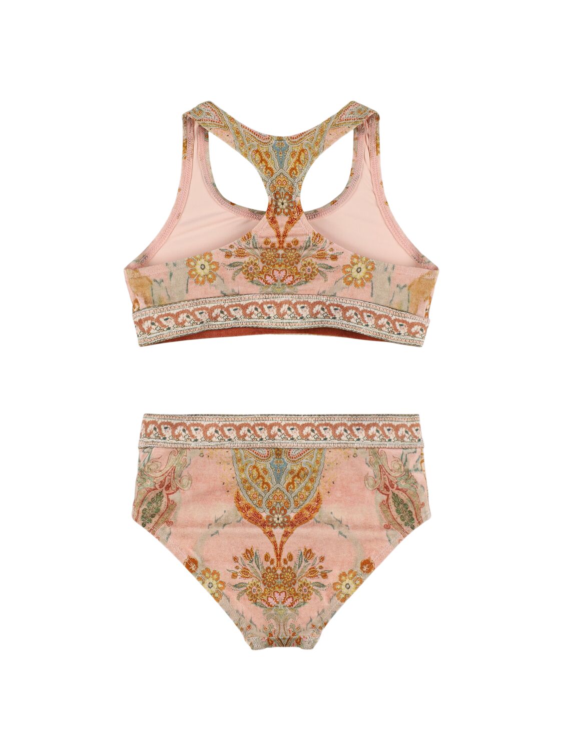 Zimmermann Printed Lycra Bikini In 粉色/多色