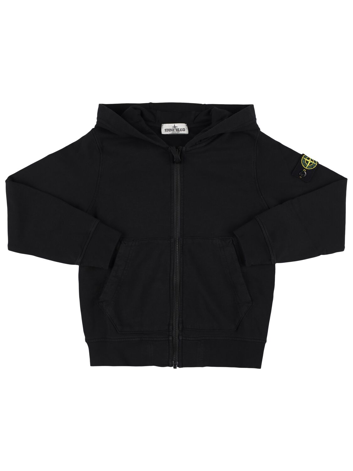 STONE ISLAND JUNIOR Cotton Jersey Zip-up Hoodie