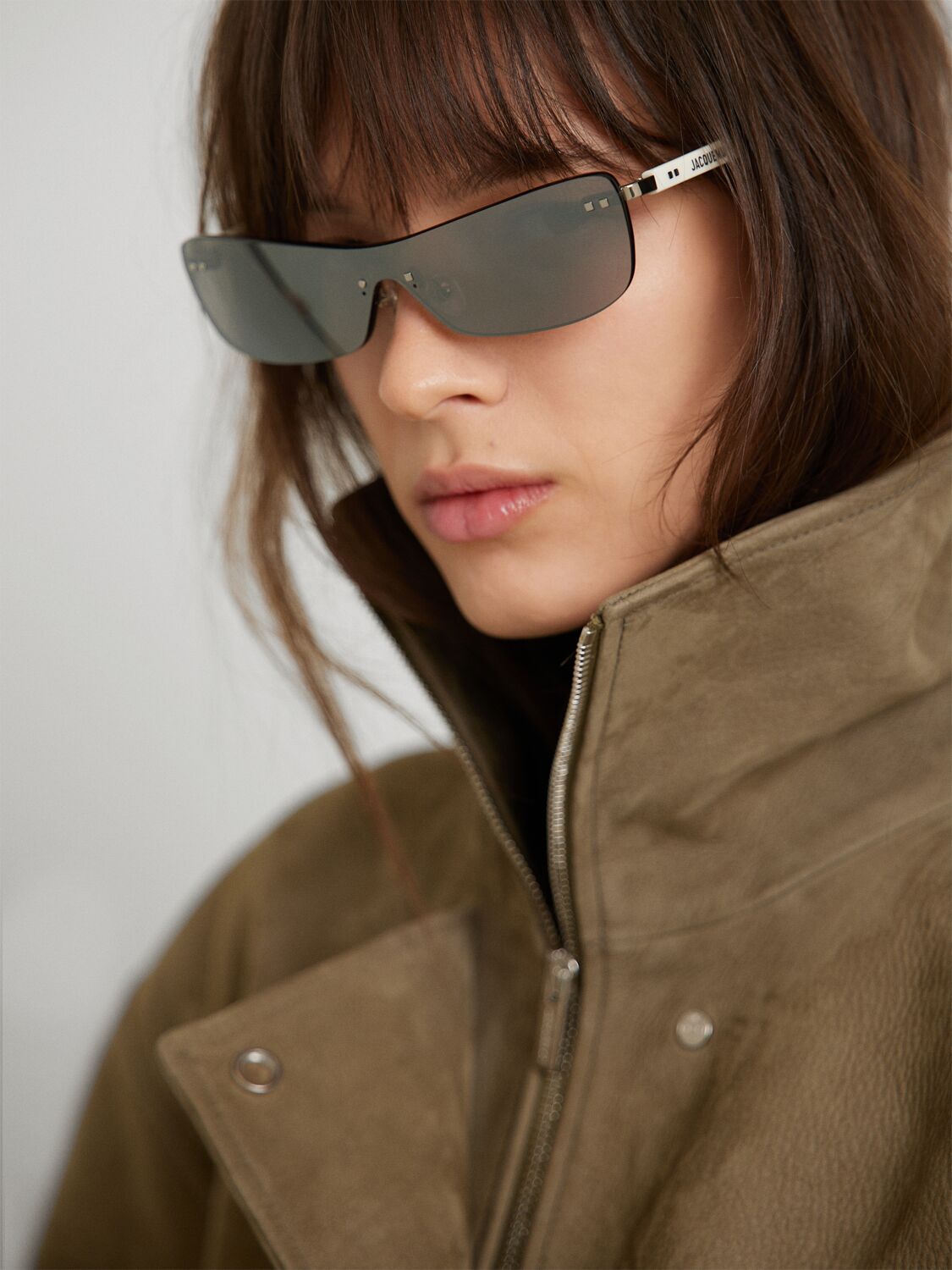 Jacquemus Les Lunettes Mirada Squared Sunglasses In White/ Silver