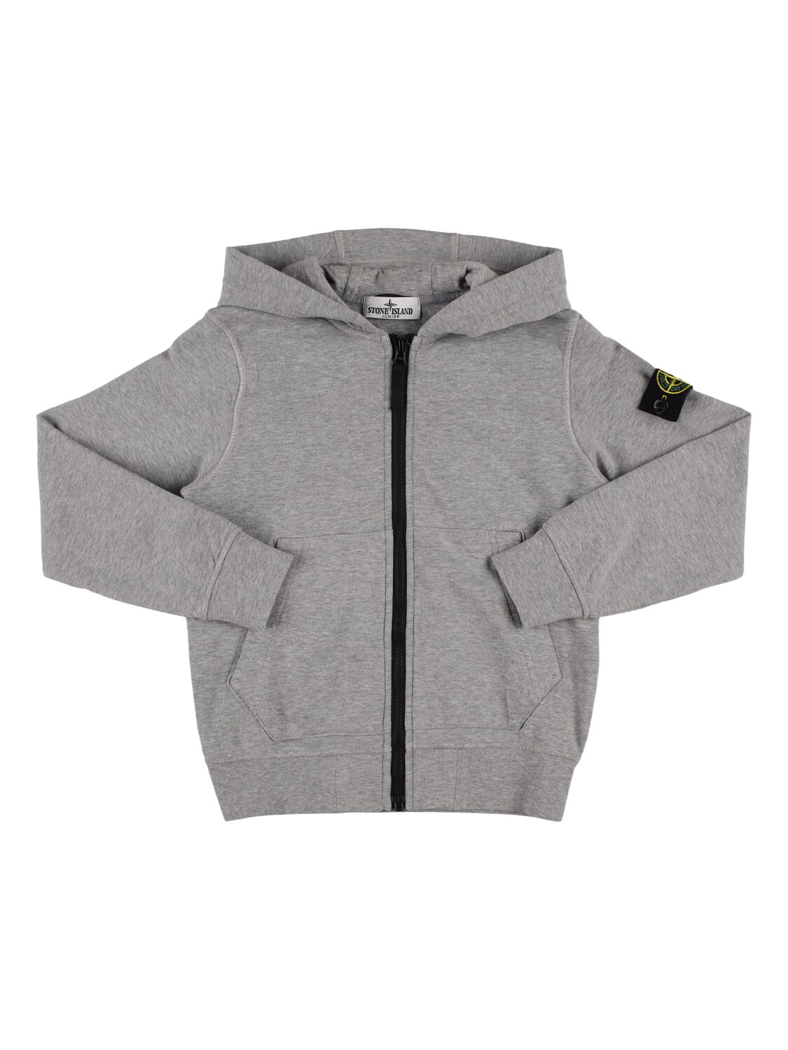 Stone Island Junior Babies' Cotton Jersey Zip-up Hoodie In 灰色