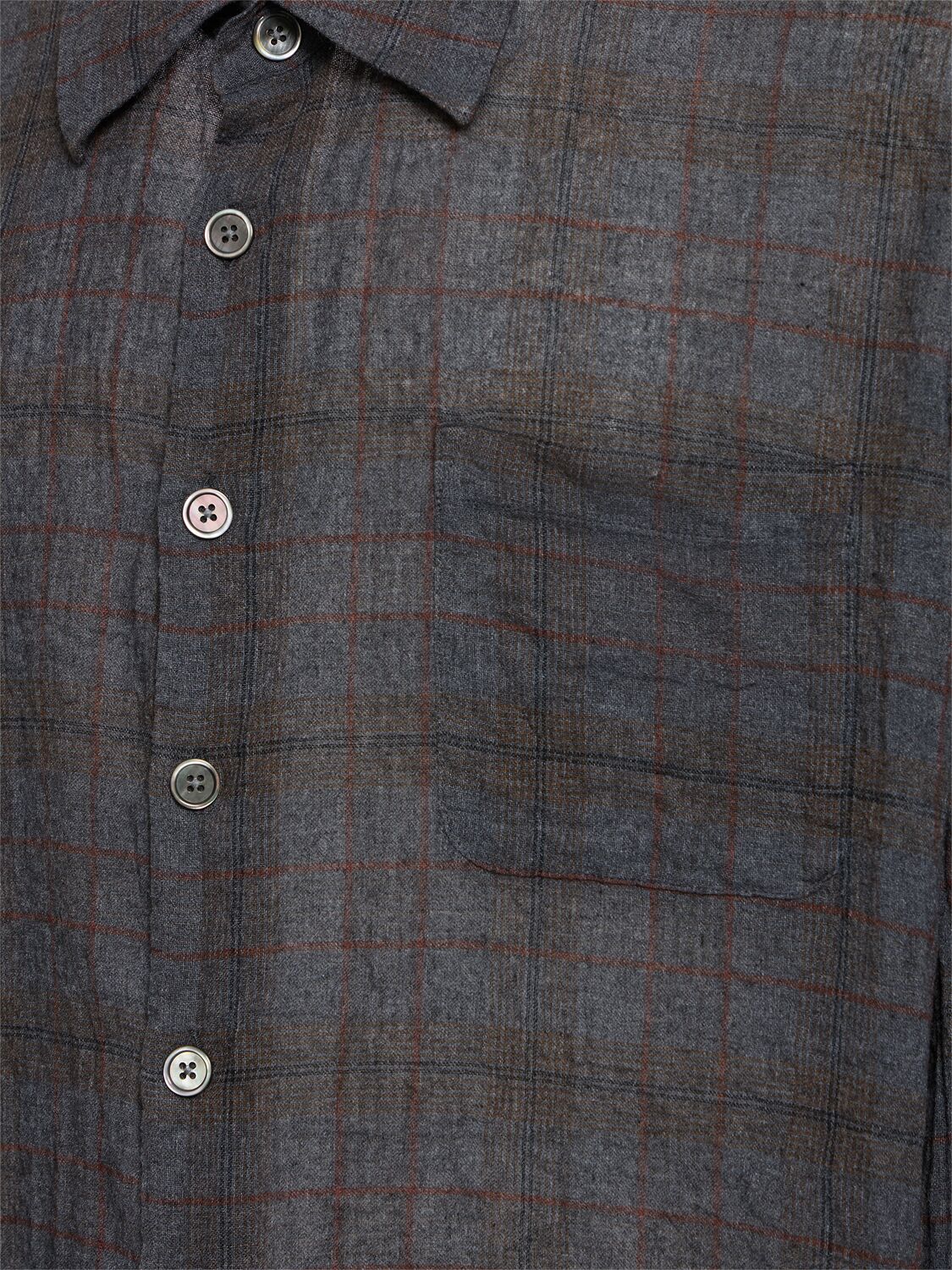 Our Legacy Check Pattern Button-down Shirt With Chest Pocket In 蓝色/灰色