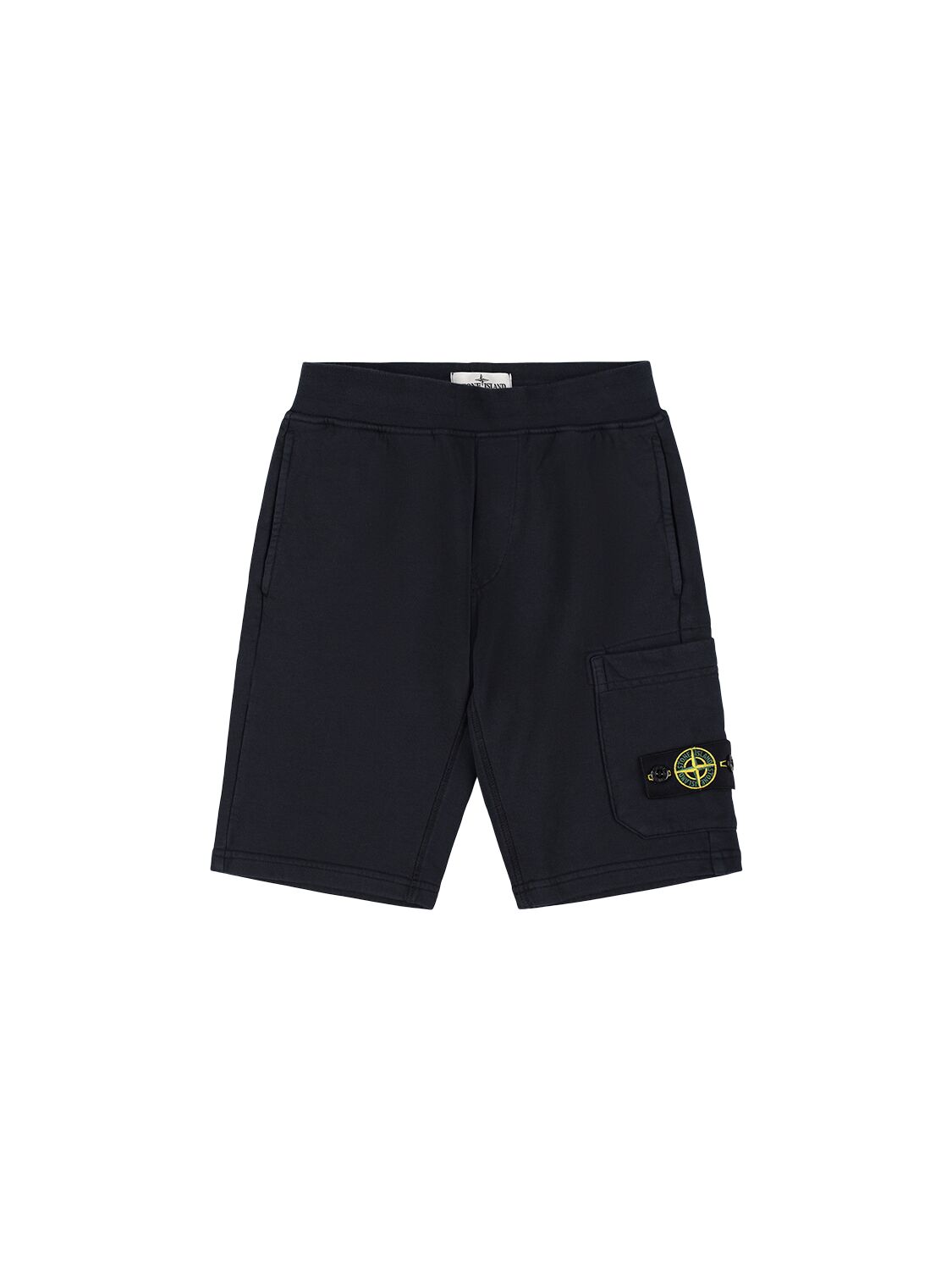 Stone Island Junior Cotton Terry Cargo Shorts In 蓝色