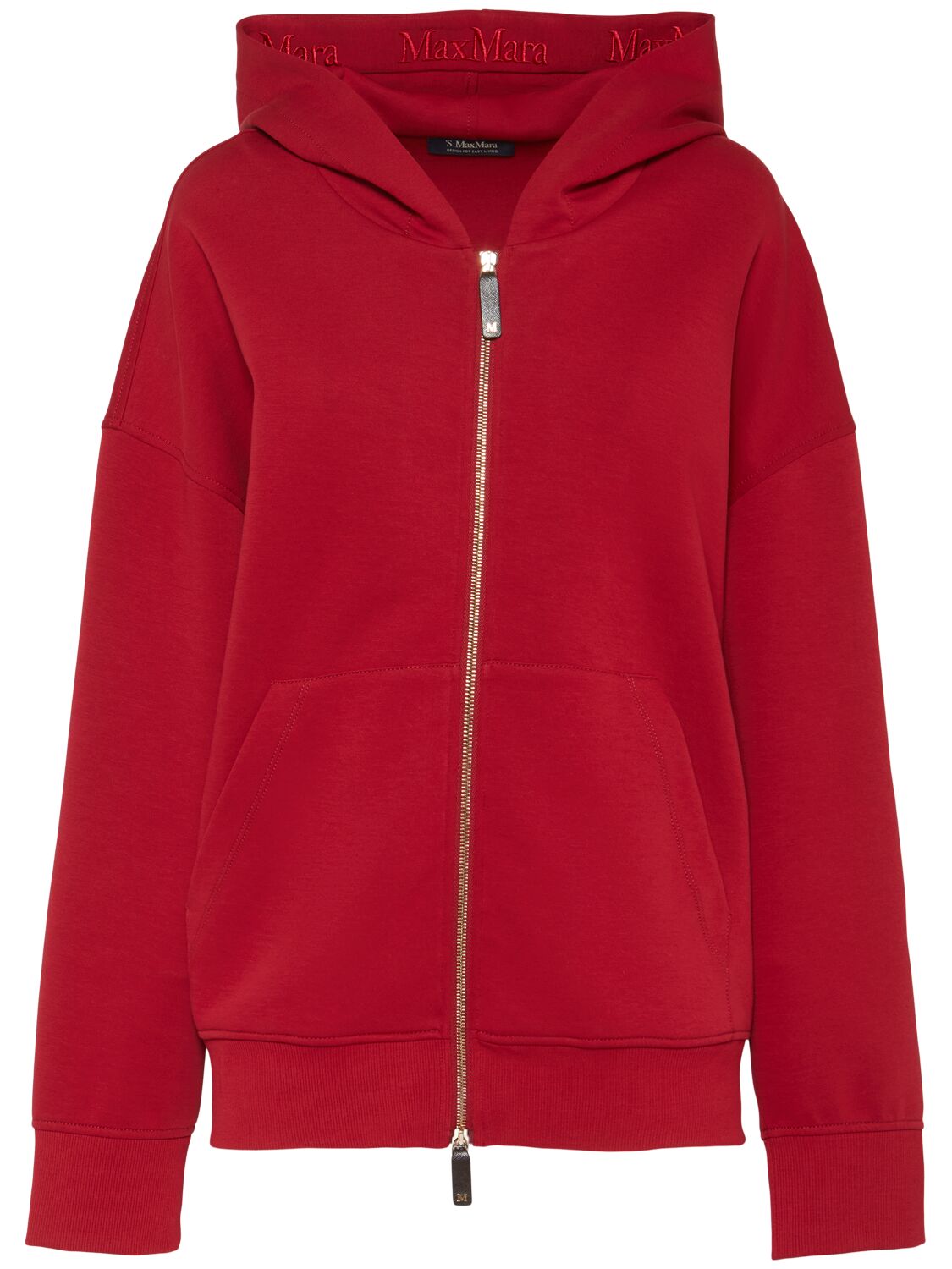 S Max Mara Siena Embroidered Zip-up Hoodie In Red