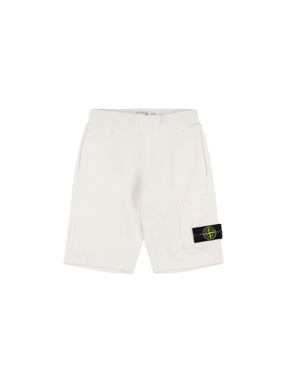 Stone Island Junior Cotton Terry Cargo Shorts In 白色