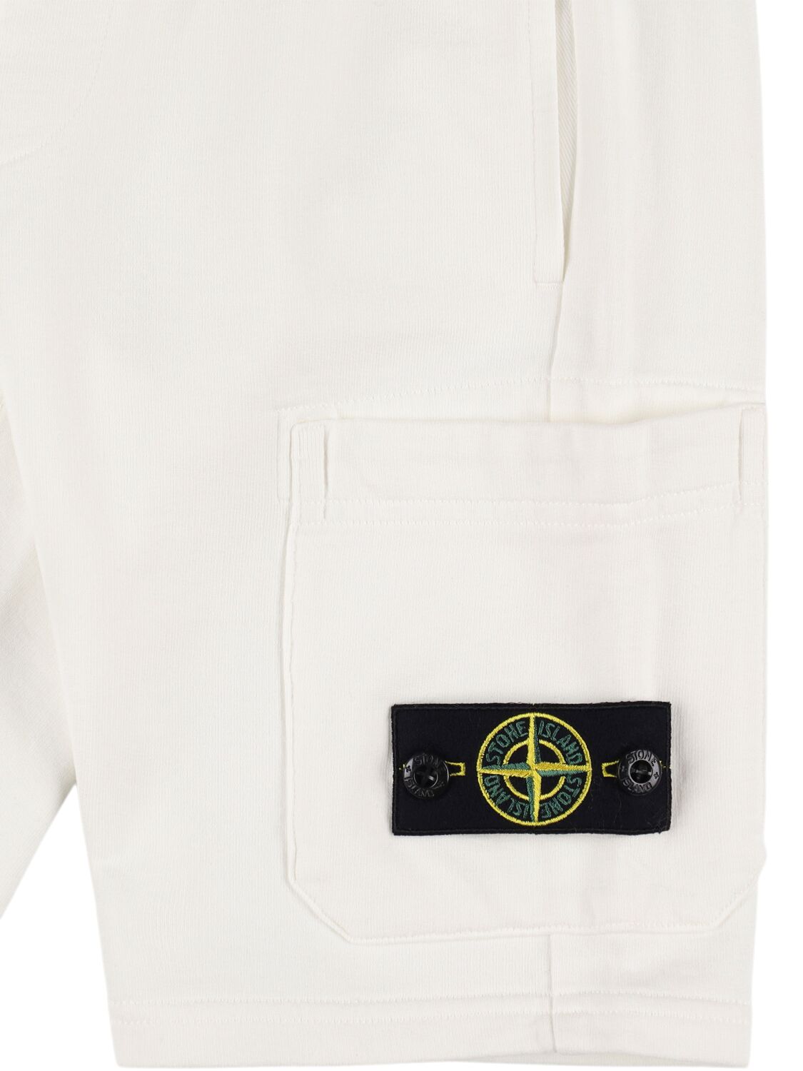 Stone Island Junior Cotton Terry Cargo Shorts In 白色