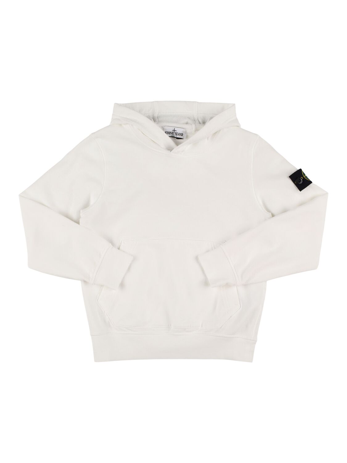 Stone Island Junior Cotton Jersey Hoodie In 白色