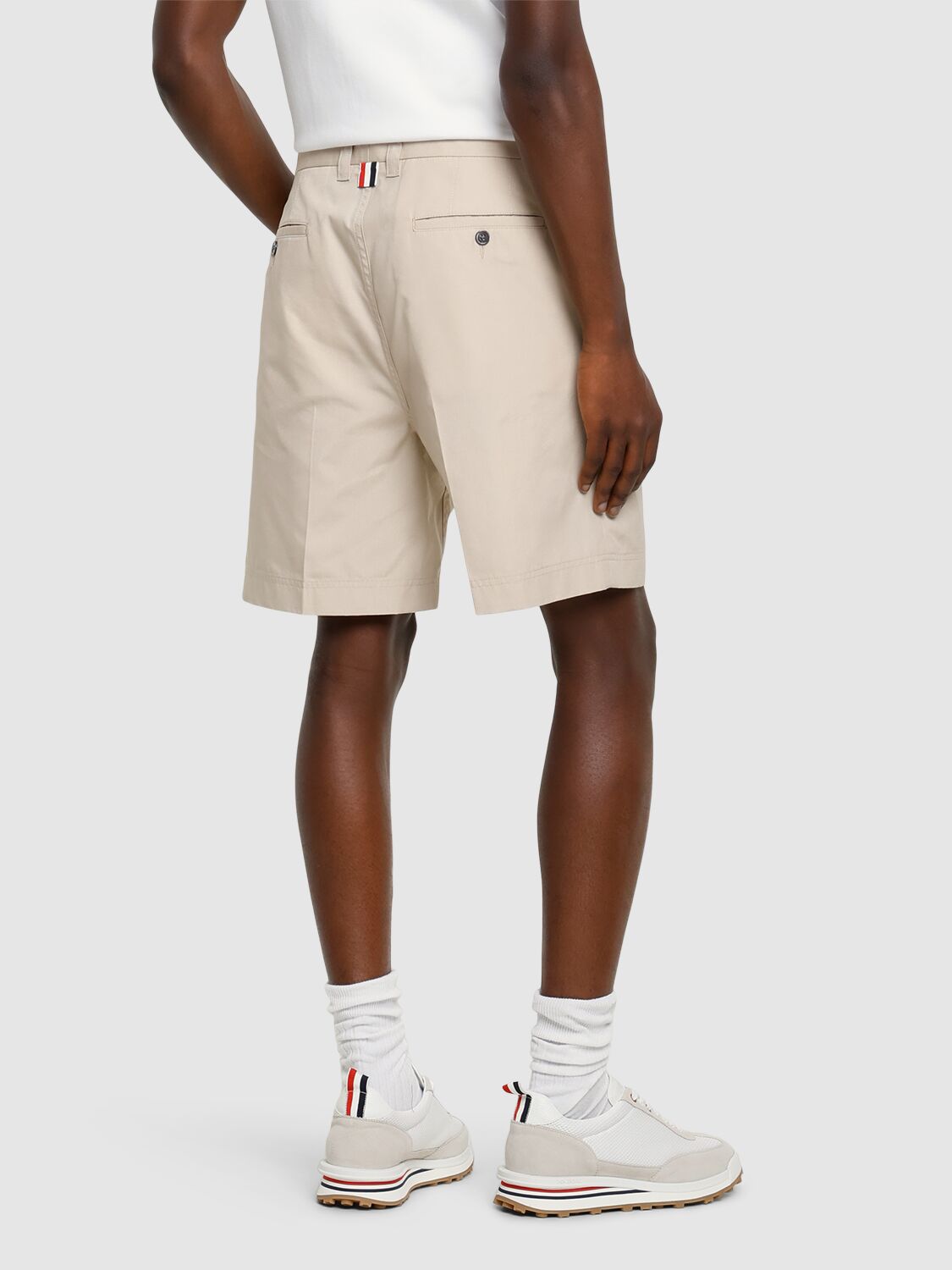 Thom Browne Typewriter Cloth Utility Chino Shorts Khaki In Khaki