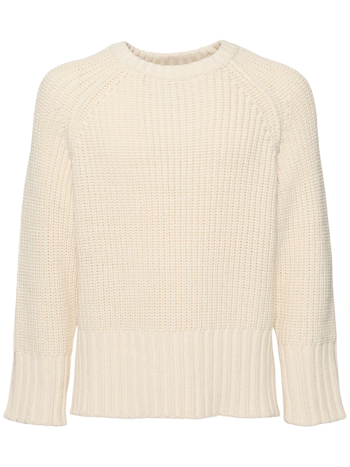 Chunky Rib Knit Cotton Blend Sweater