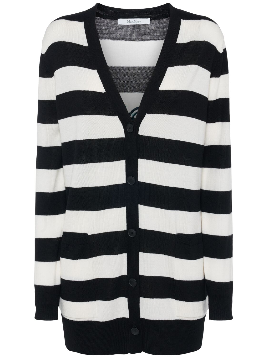 Max Mara Knitwear With Striped Pattern And V-neckline In Black