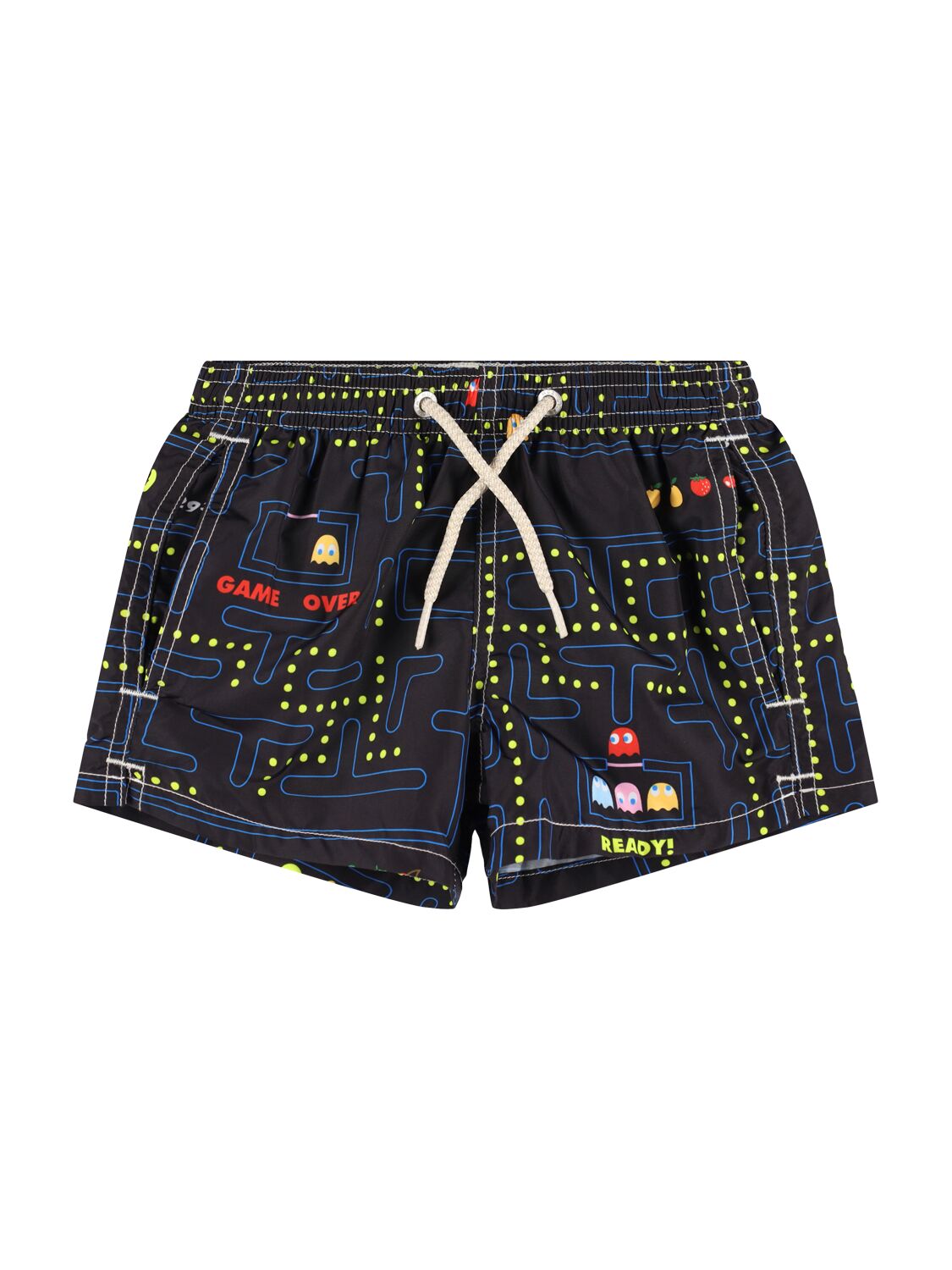 Mc2 Saint Barth Pacman Print Nylon Swim Shorts In 黑色