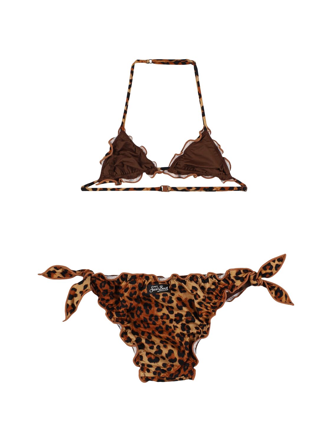 Mc2 Saint Barth Leopard Print Bikini In 棕色/米黄色