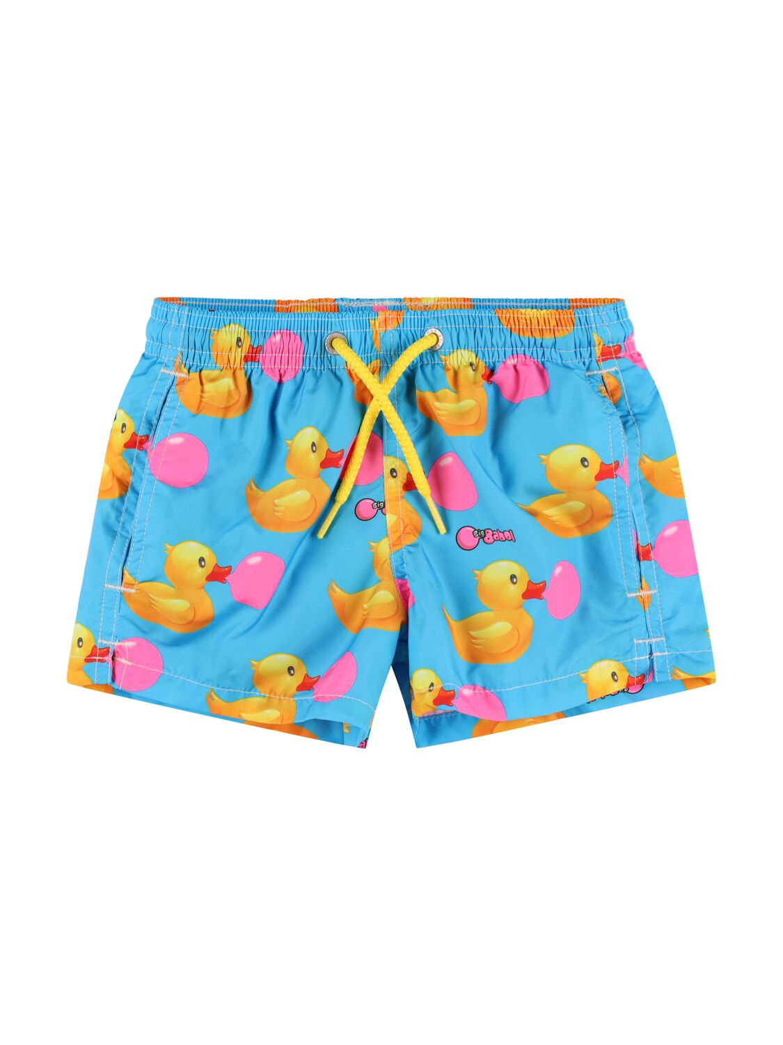 Mc2 Saint Barth Big Babol Ducky Print Swim Shorts In 蓝色/黄色