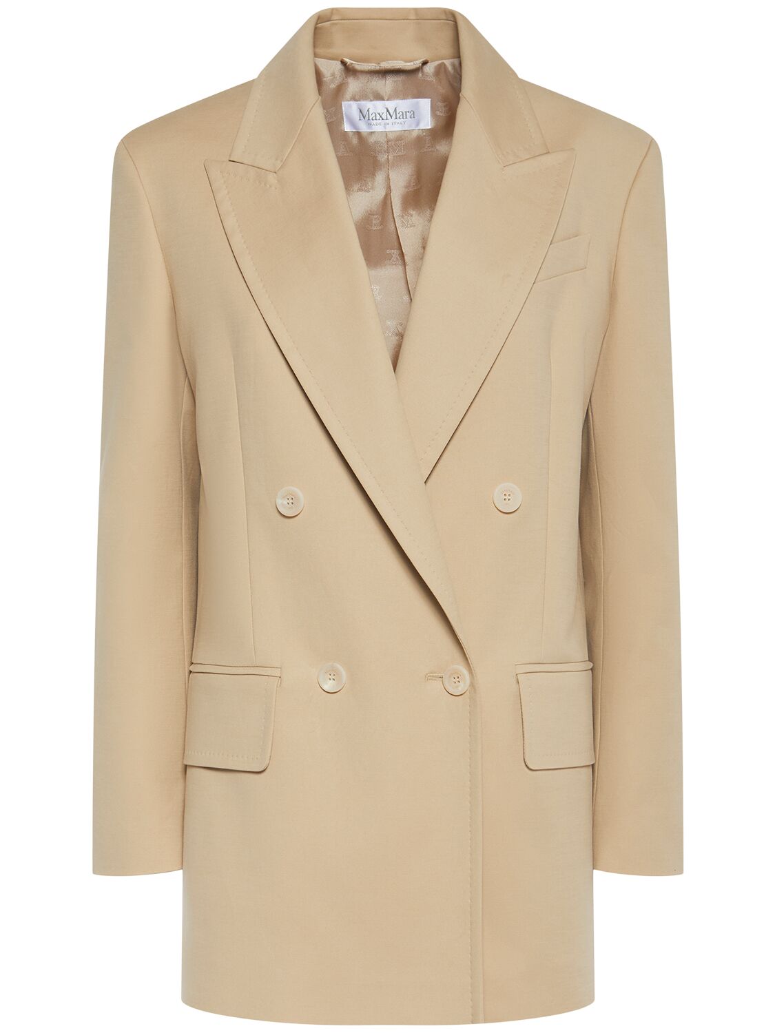 Max Mara Suez Double Cotton Blend Blazer In Neutral