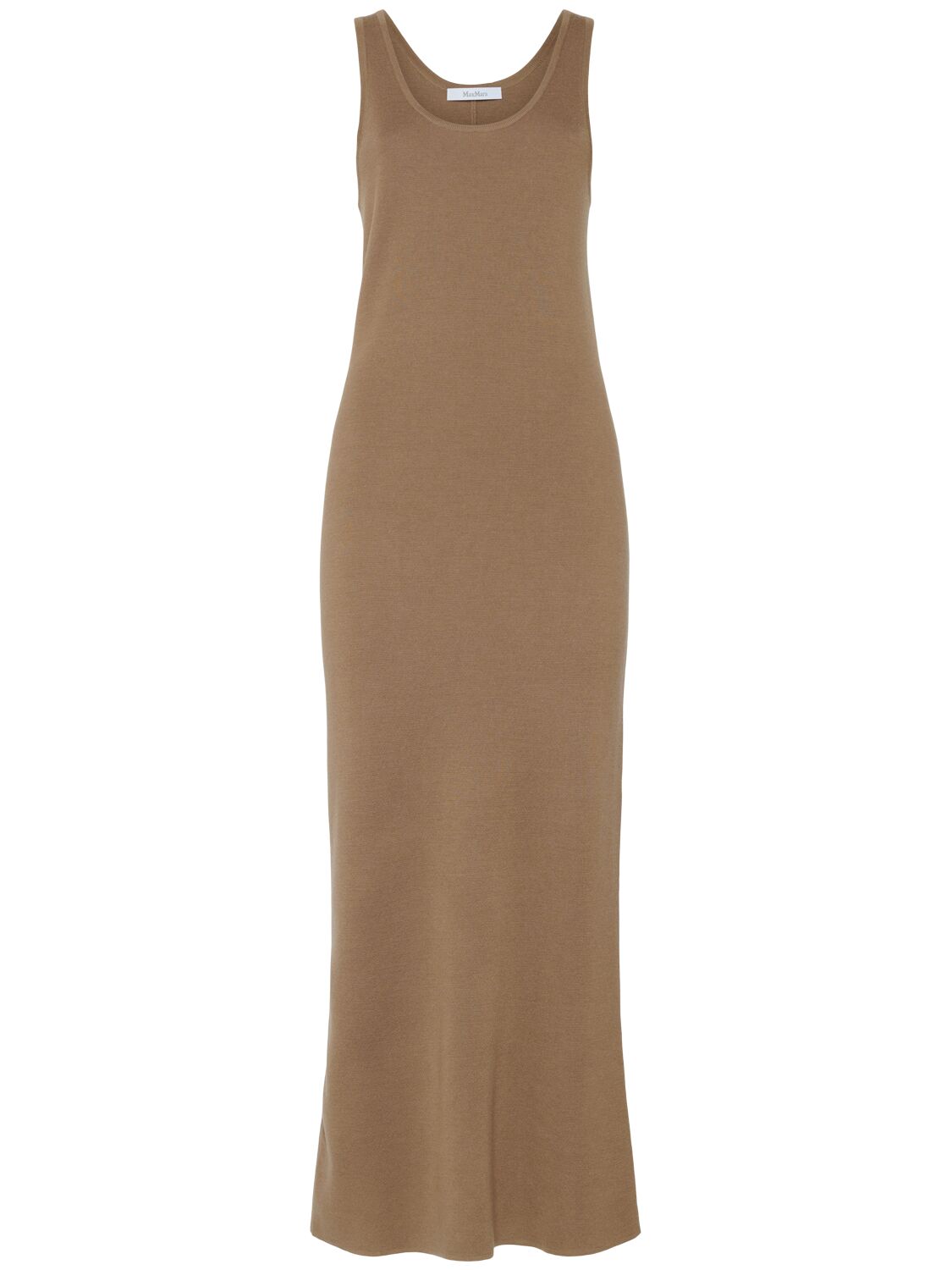 Max Mara Midi Dress With Round Neckline And Back Slit