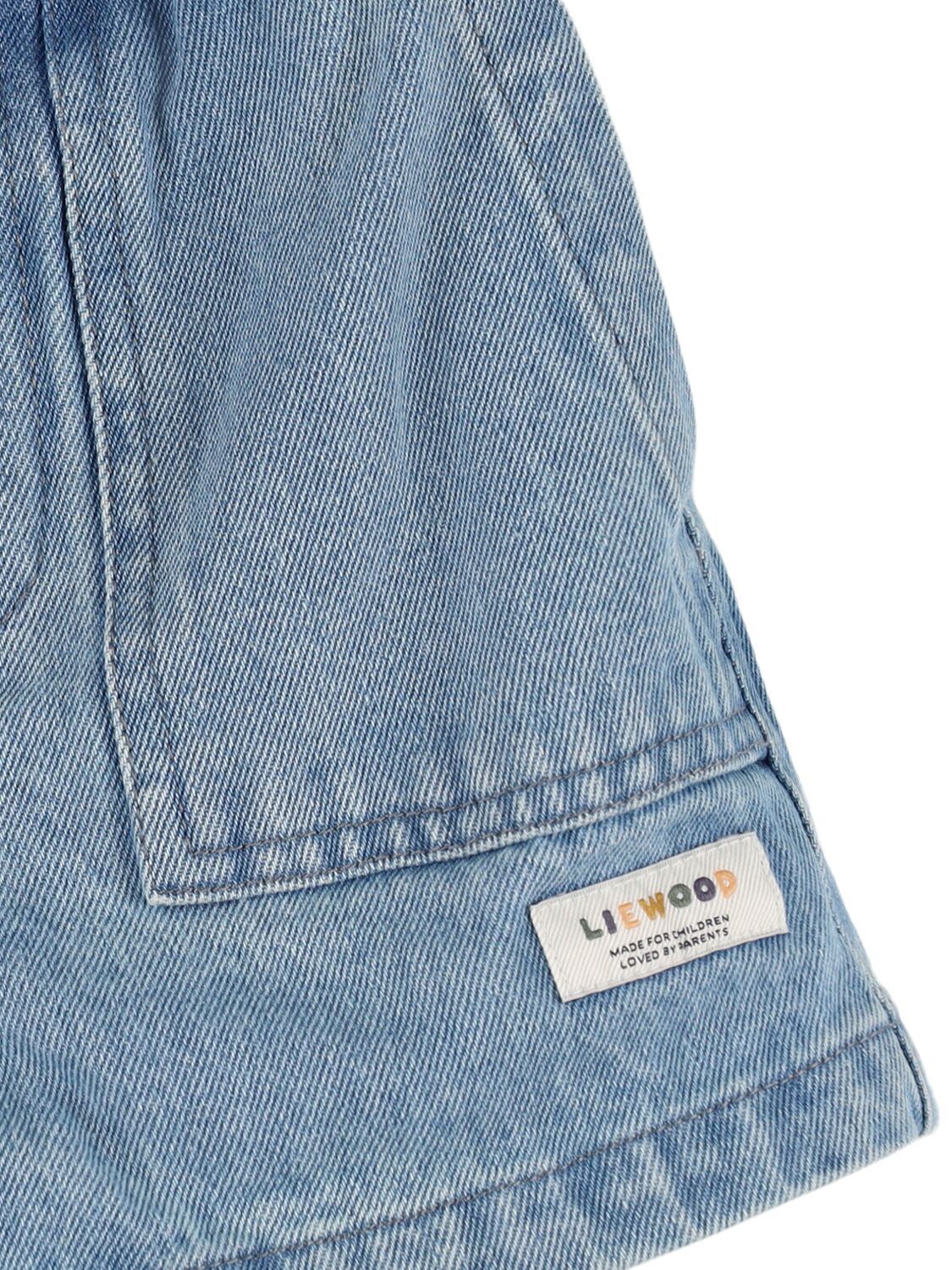 Liewood Stretch Cotton Denim Shorts In 蓝色