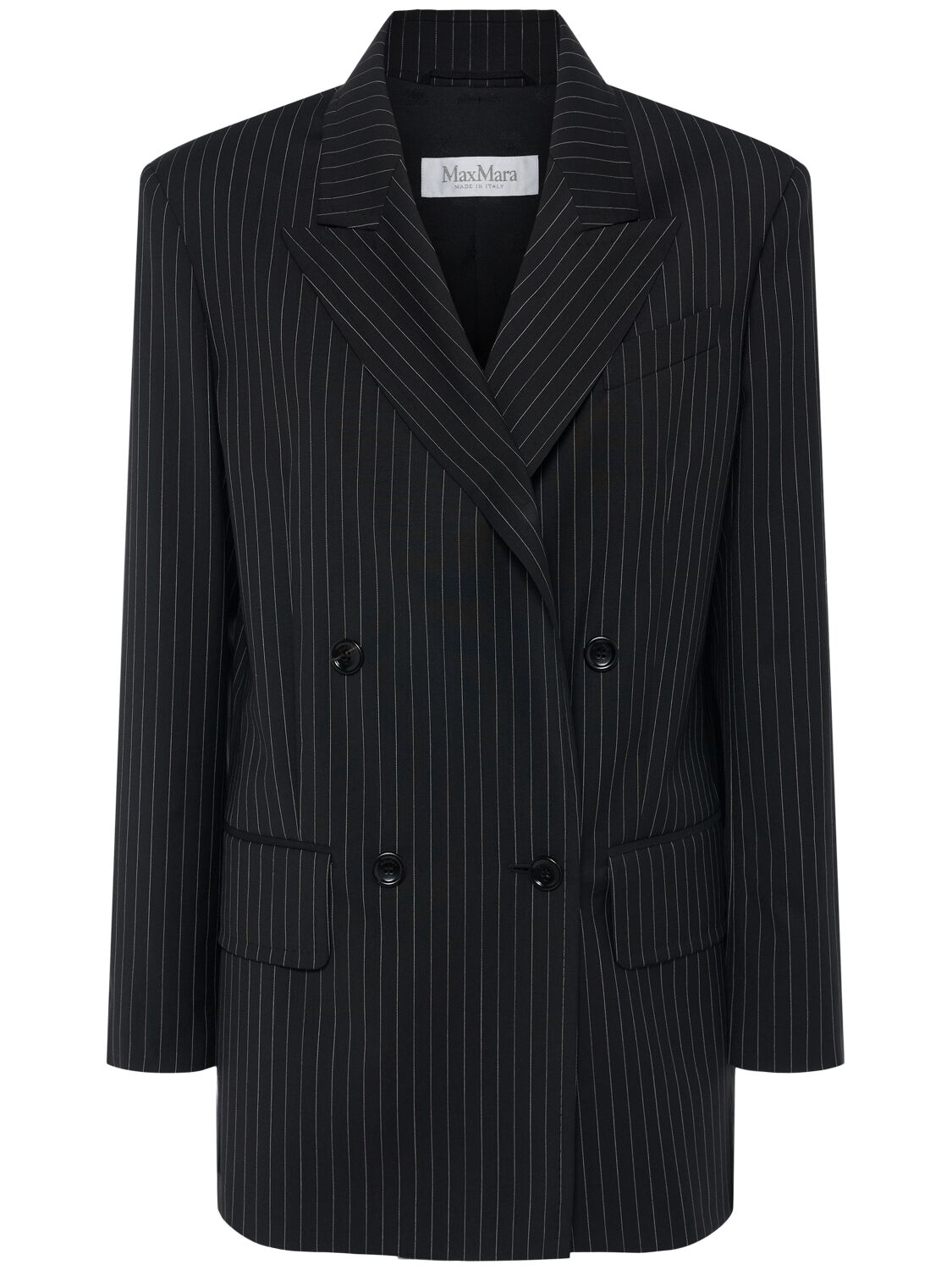 Max Mara Double-breasted Wool Jacket With Pinstripe Design