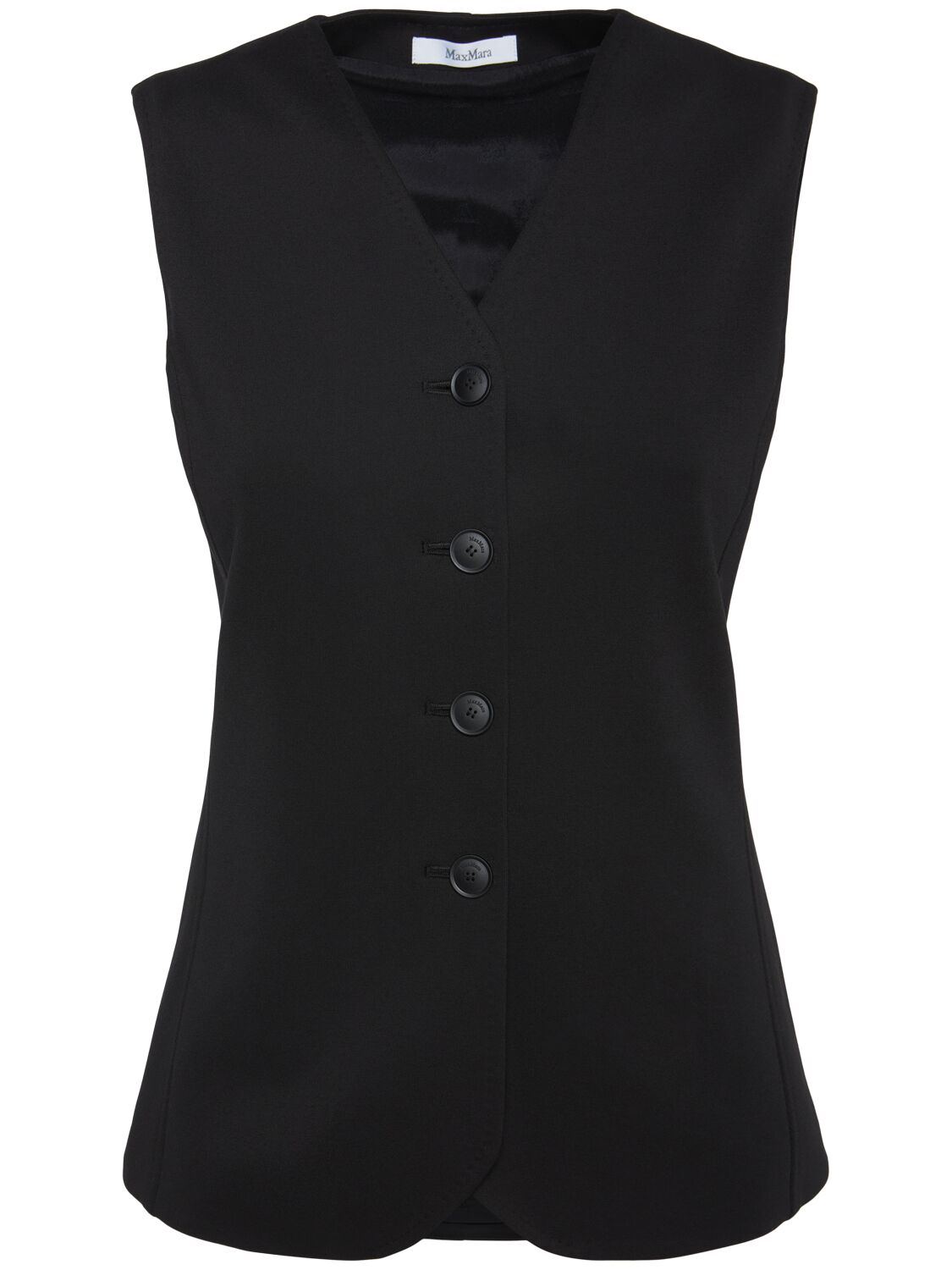 Max Mara Tailored Black Waistcoat With Deep V-neckline And Button Detail