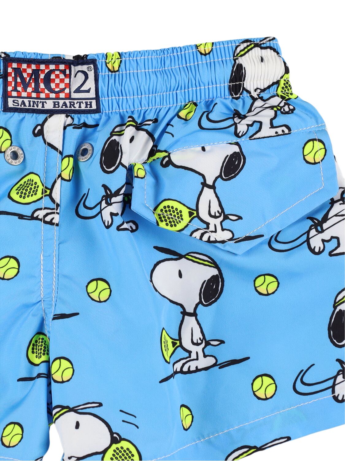 Mc2 Saint Barth Snoopy Print Nylon Swim Shorts In Light Lue