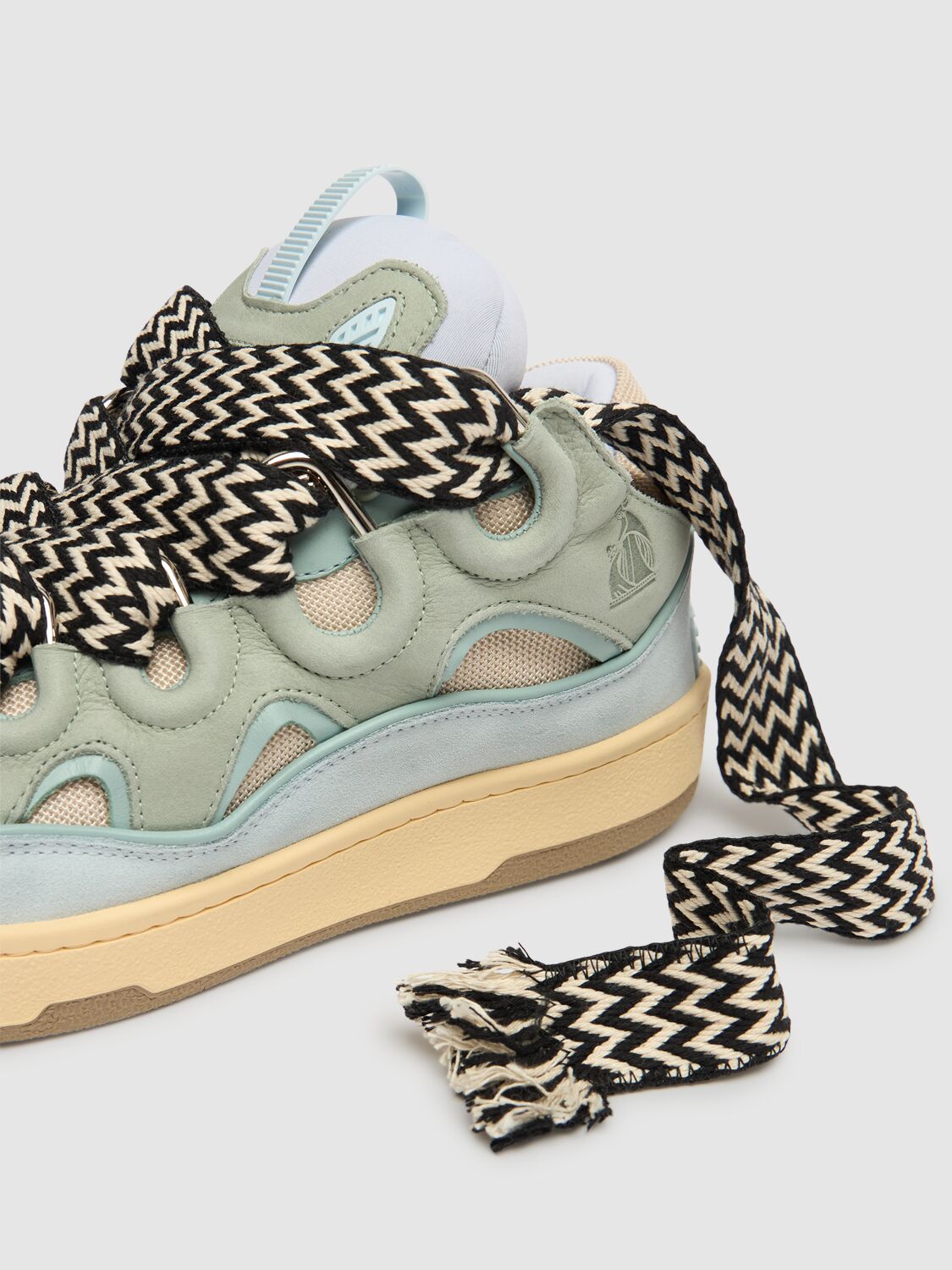 Shop Lanvin Curb Leather Sneakers In Light Blue