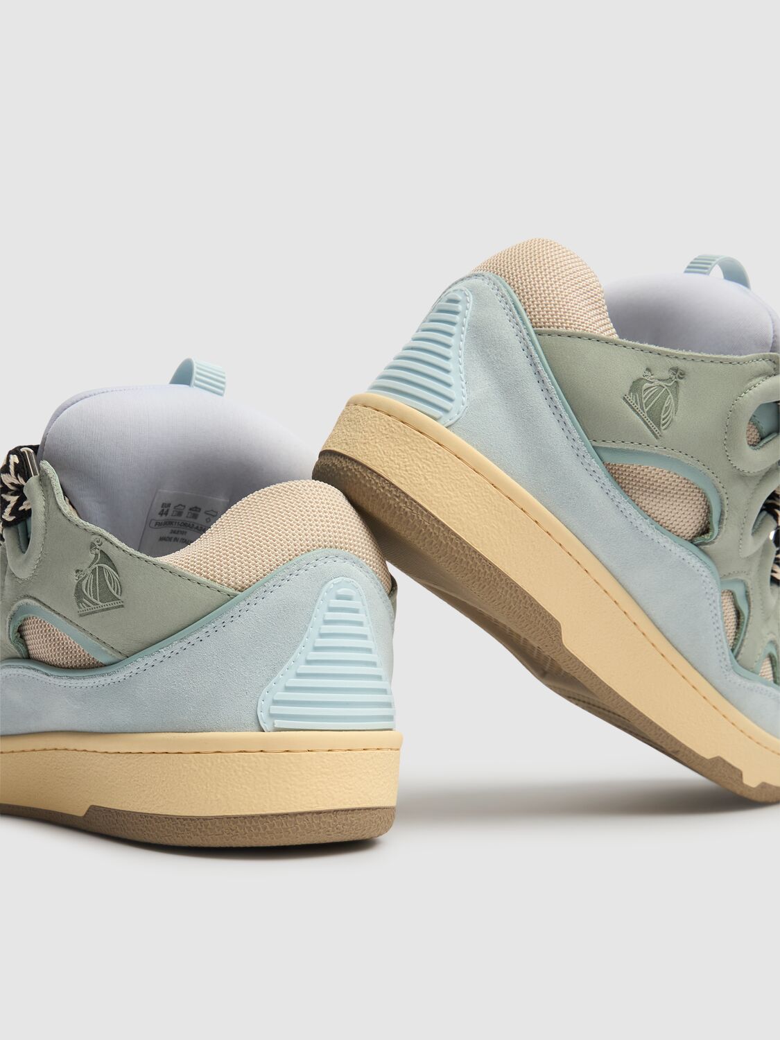 Shop Lanvin Curb Leather Sneakers In Light Blue