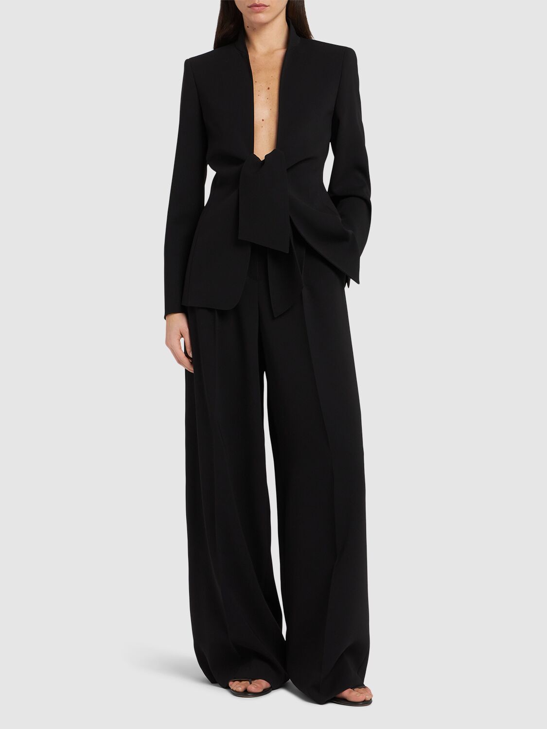 Max Mara Tailored Suit With Long Sleeves And Notched Lapel In Black