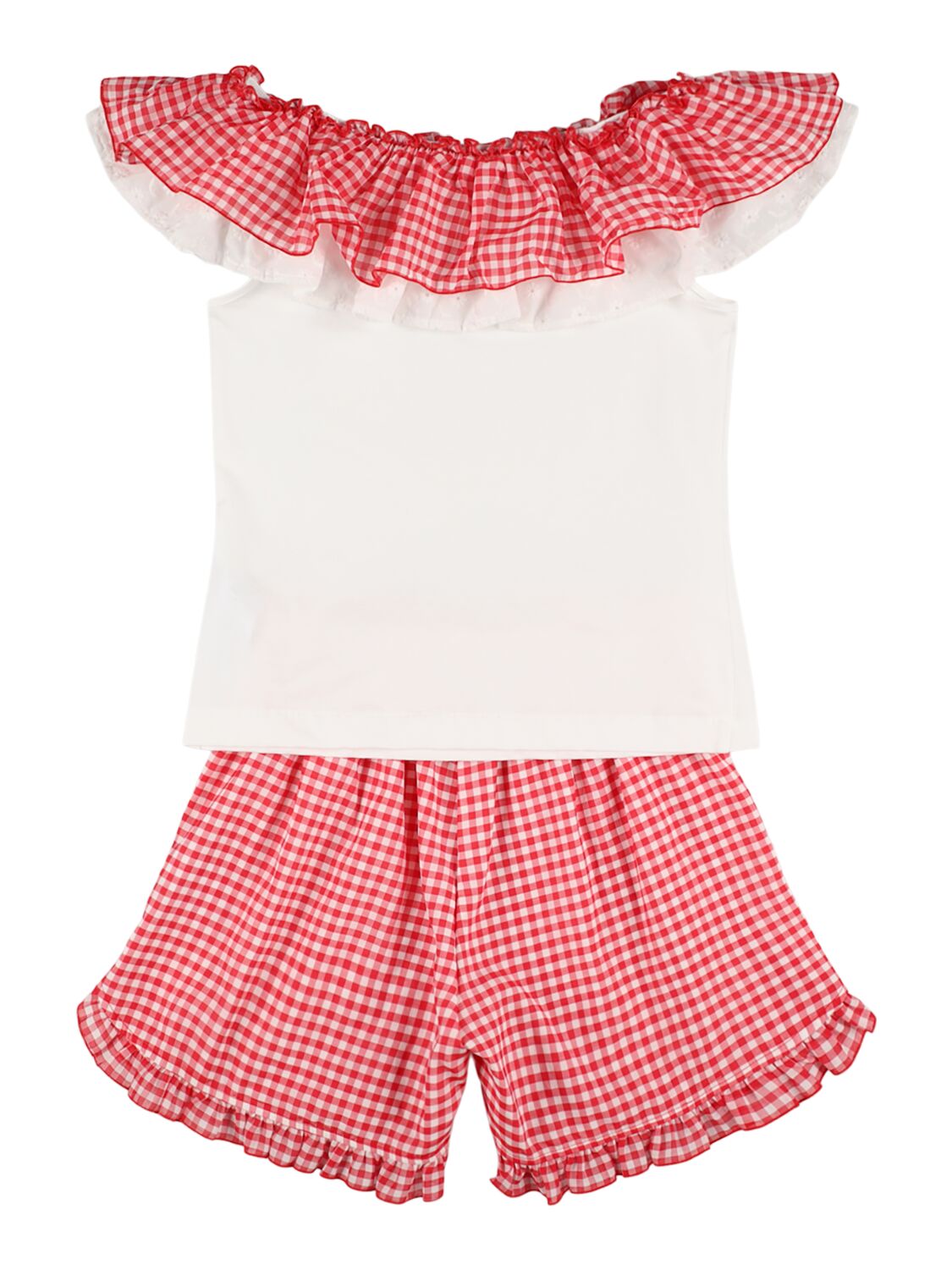 MONNALISA RUFFLED  T-SHIRT AND SHORTS 