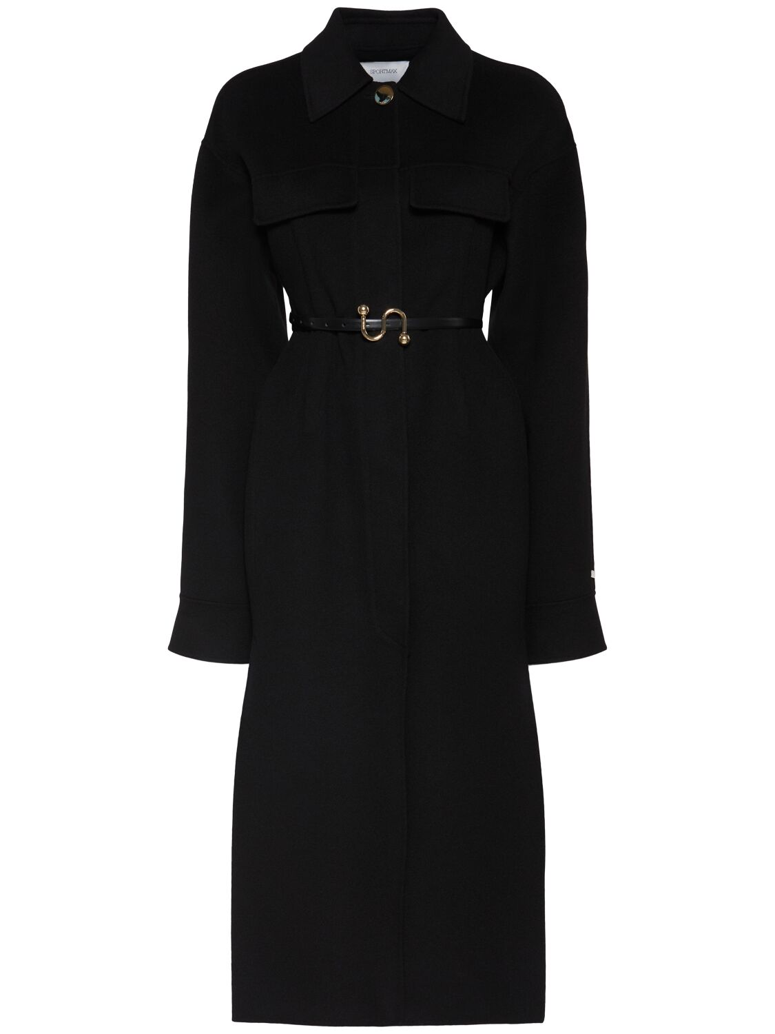 Sportmax Olio Belted Wool Long Coat